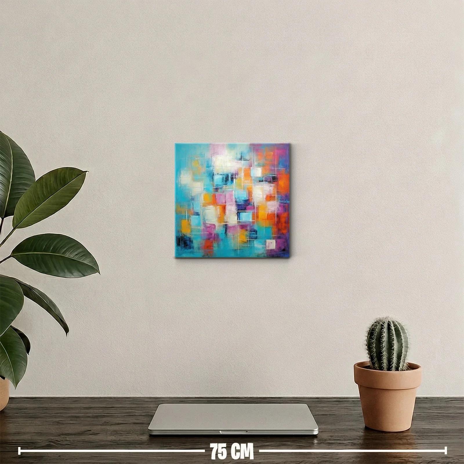 Composición abstracta con vibrantes tonos turquesa y naranja — miniatura 2