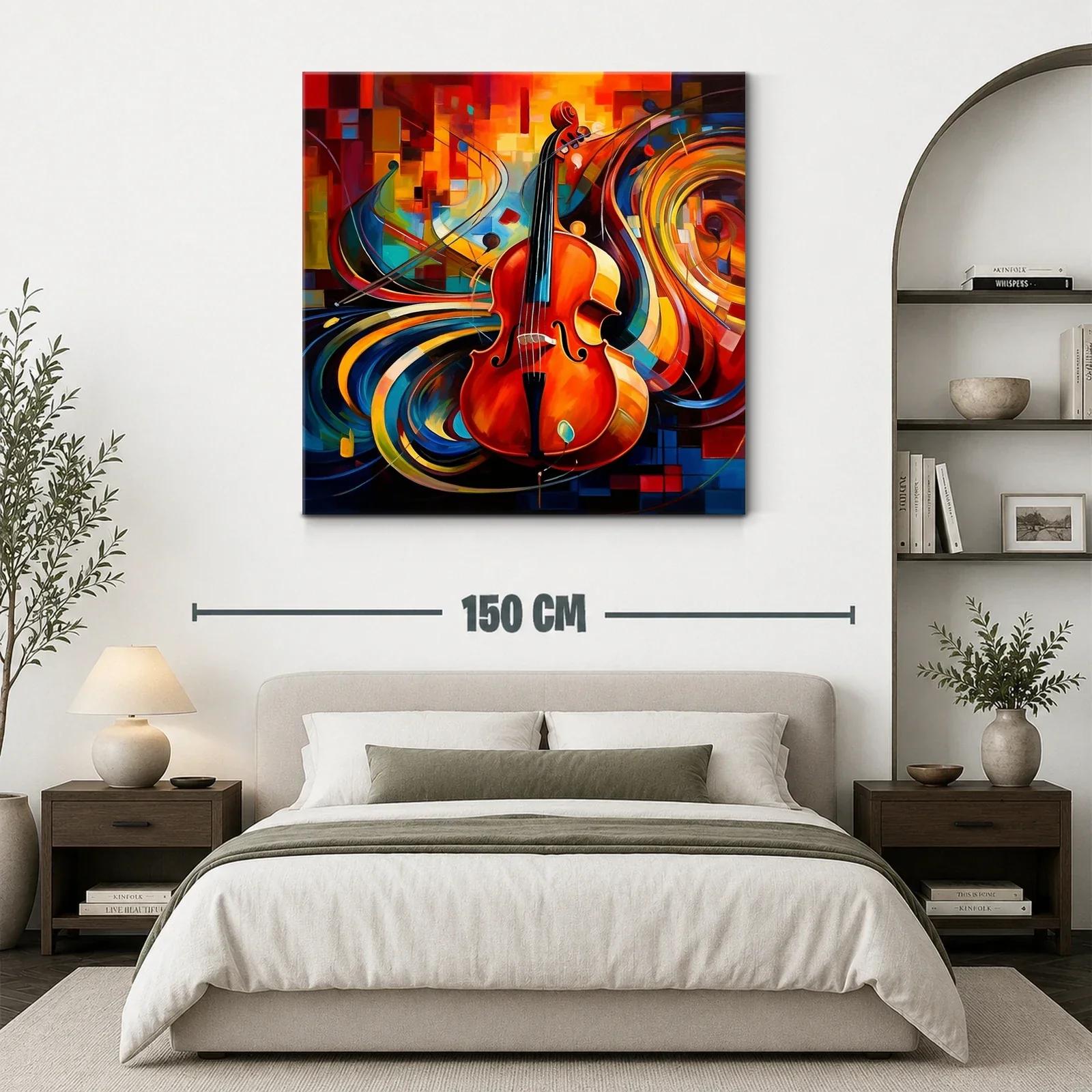 Cuadro vibrante con violonchelo y movimiento artístico — miniatura 3