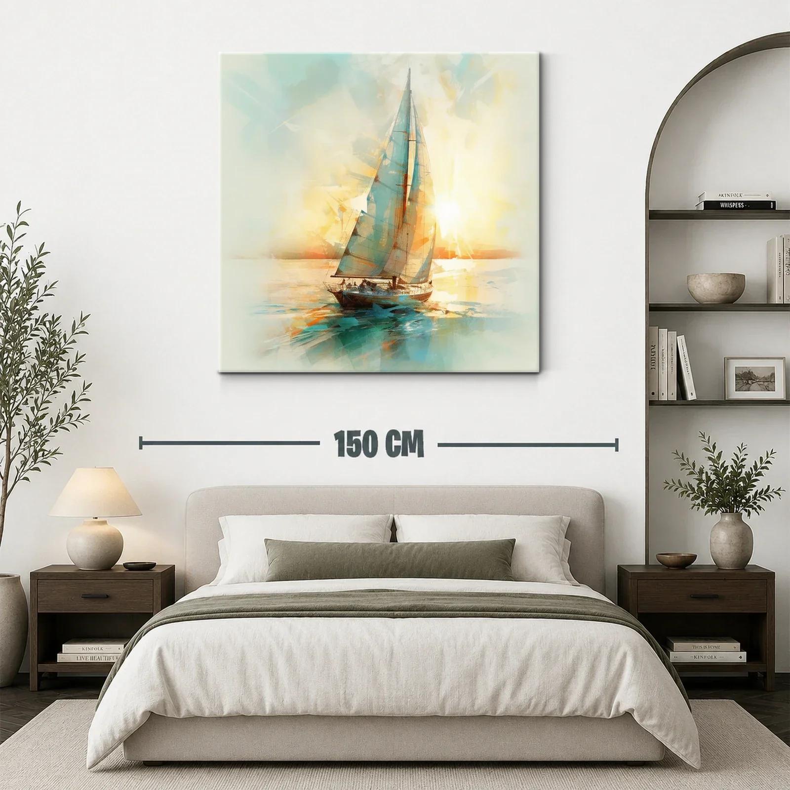 Vela navegando al atardecer con luz cálida y mar sereno — miniatura 3