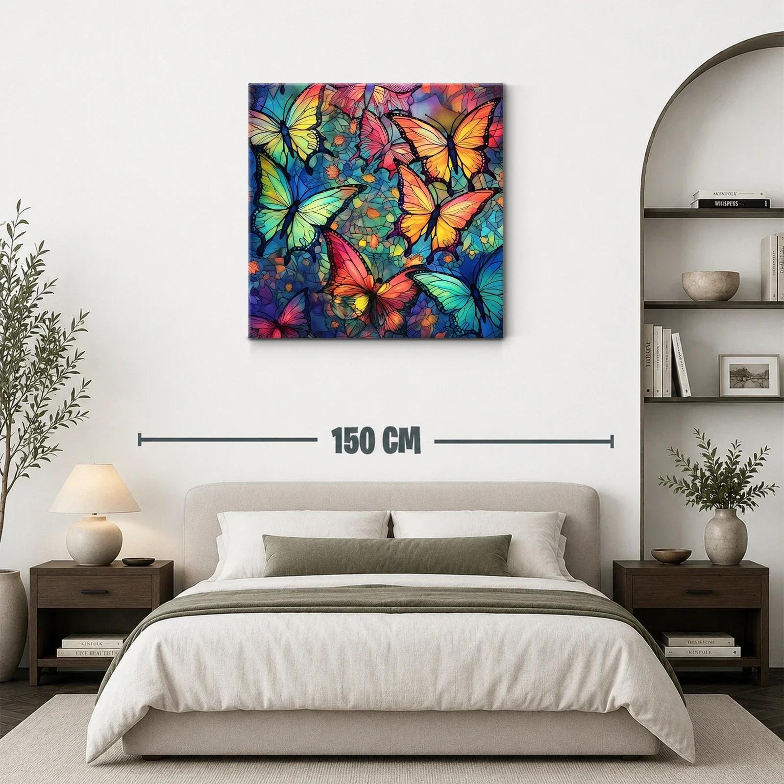 Cuadro con mariposas en vibrantes tonos azul y naranja — miniatura 3