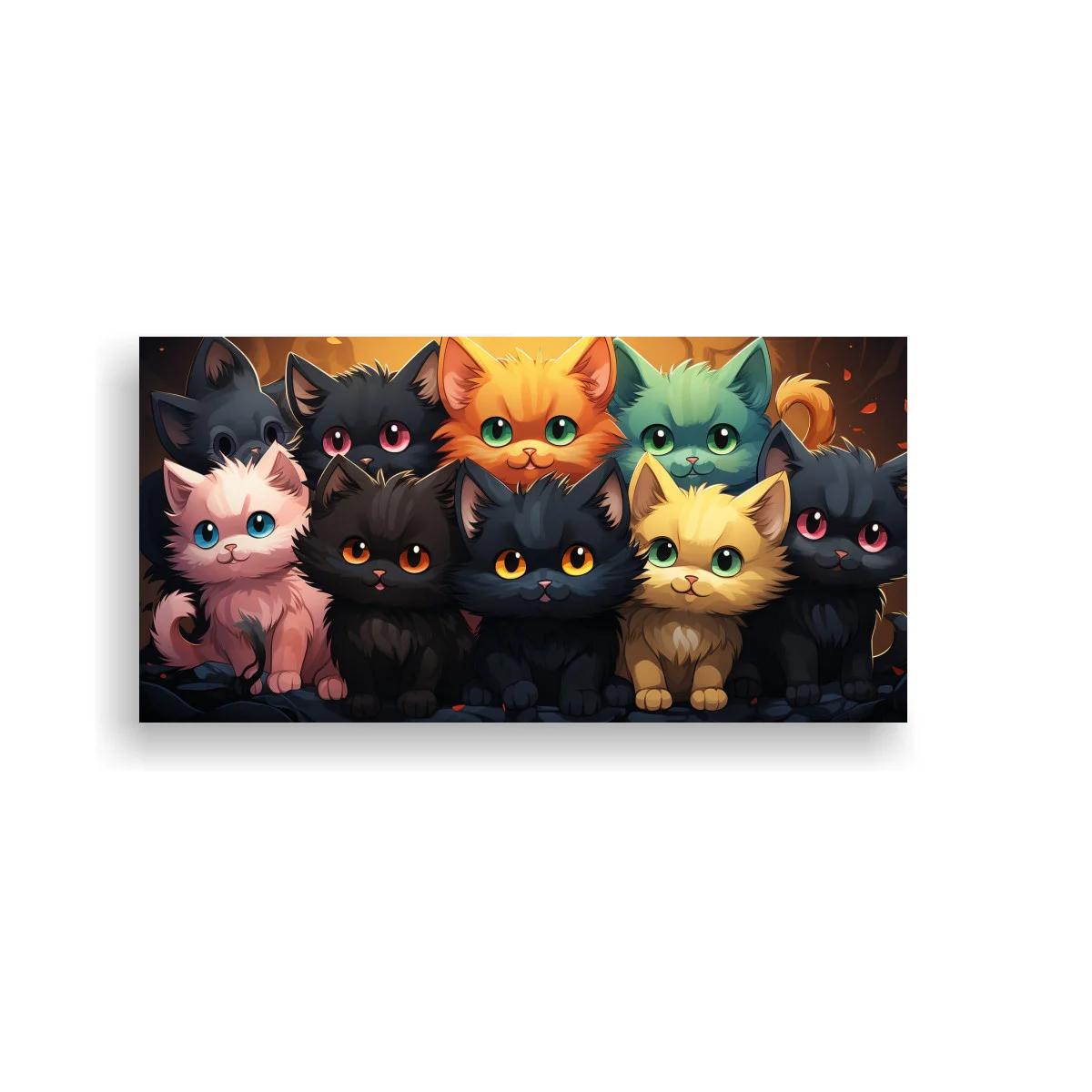 Cuadro grupo de gatitos con uno naranja destacado — imagen principal