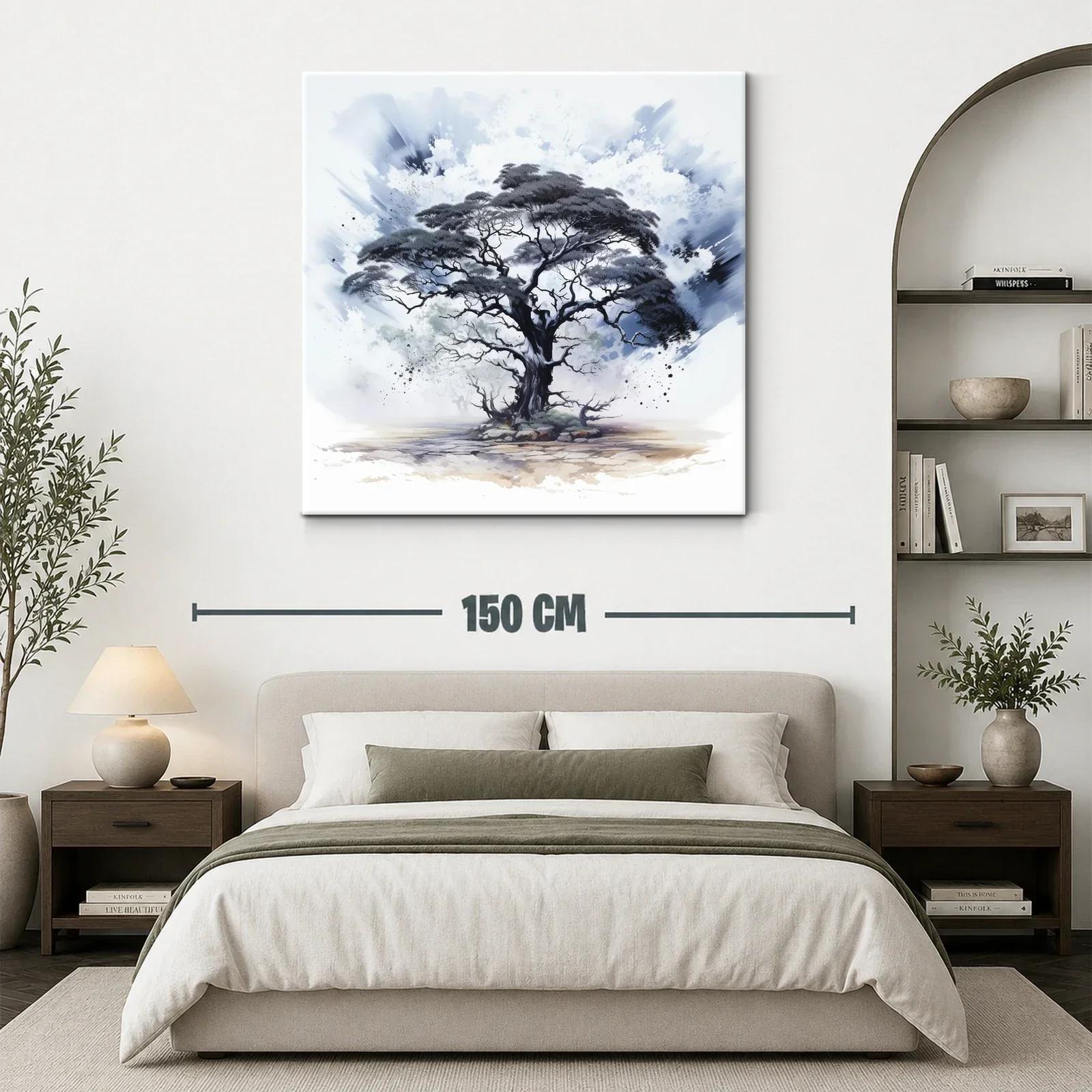 Árbol solitario con tonos grises y azulados en paisaje etéreo — miniatura 3
