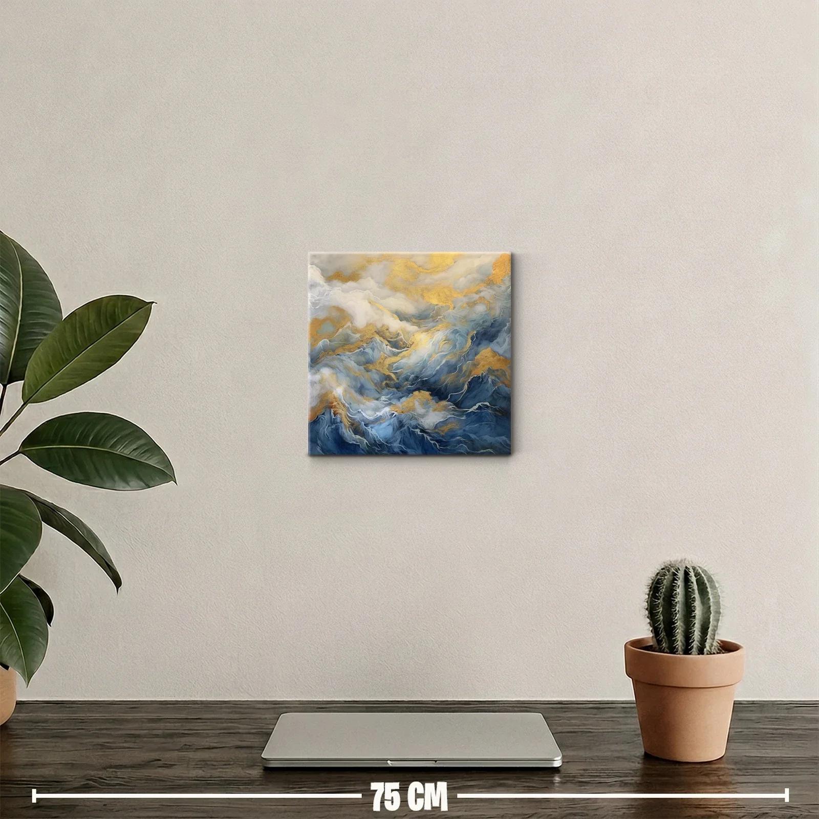 Cuadro decorativo con tonos azules y dorados delicados — miniatura 2