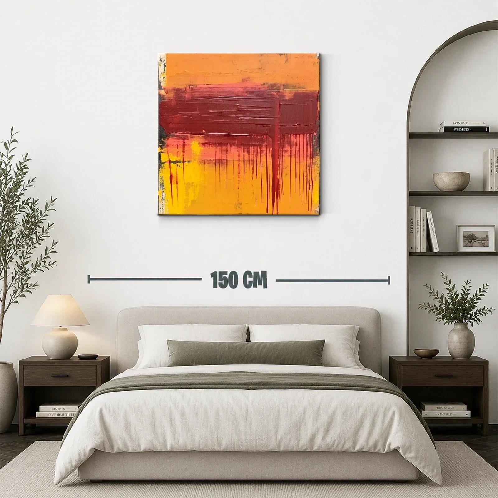 Cuadro Abstracto con Tonos Cálidos y Texturas Dinámicas — miniatura 3