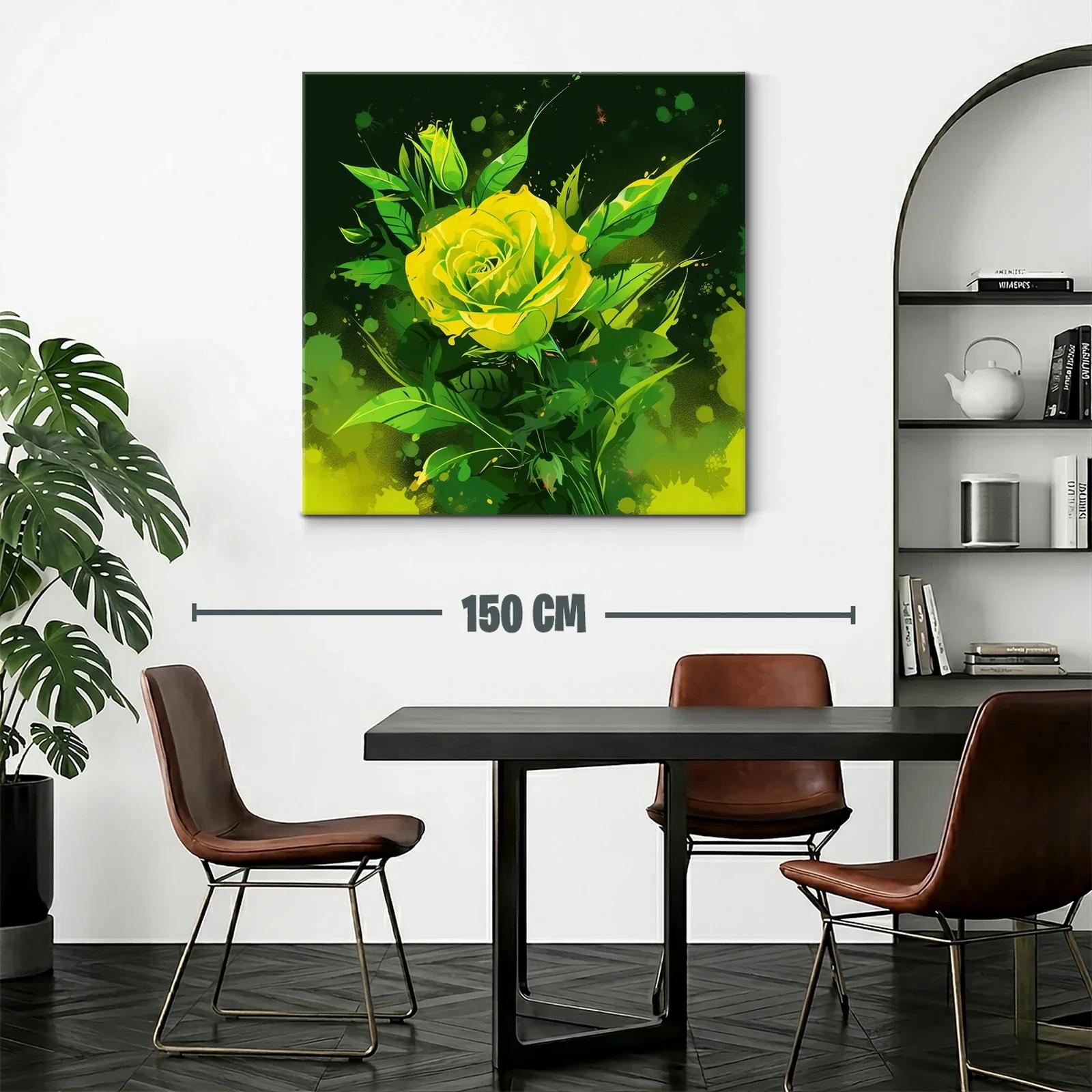 Rosa amarilla vibrante sobre fondo verde intenso — miniatura 2