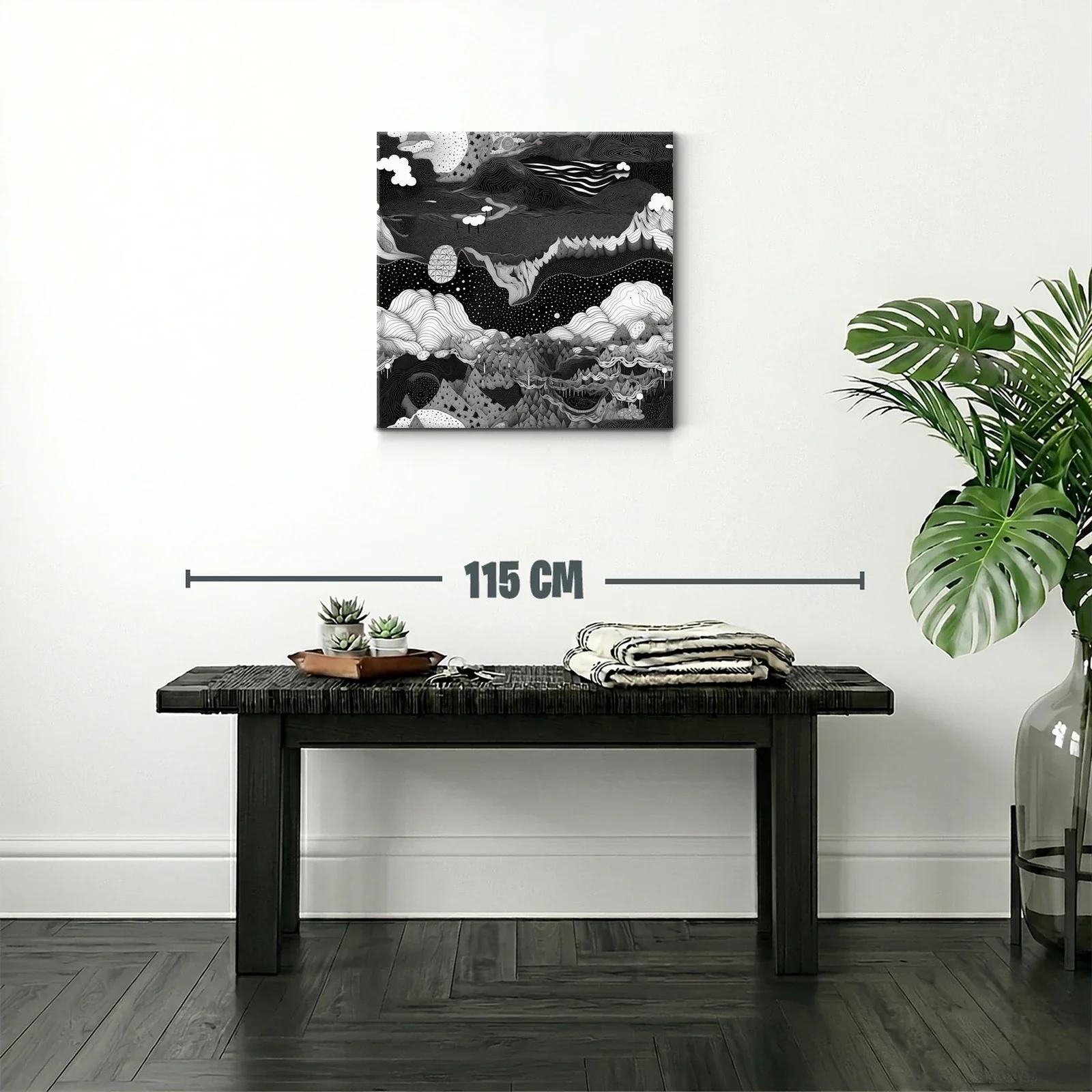 Paisaje onírico en blanco y negro con formas abstractas — miniatura 2