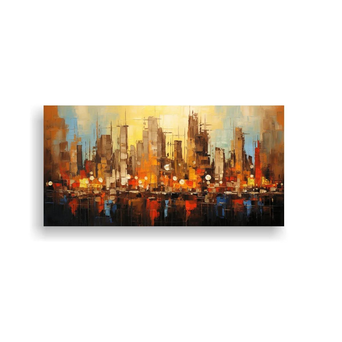 Cuadro skyline urbano con reflejos y luces — imagen principal
