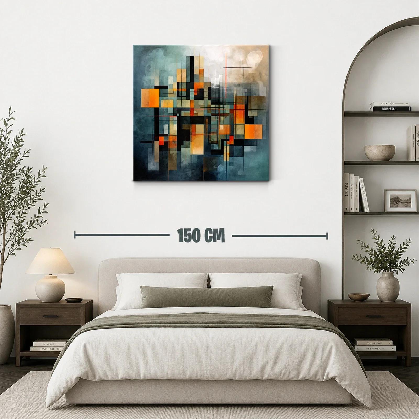 Composición geométrica abstracta en tonos cálidos y fríos — miniatura 3