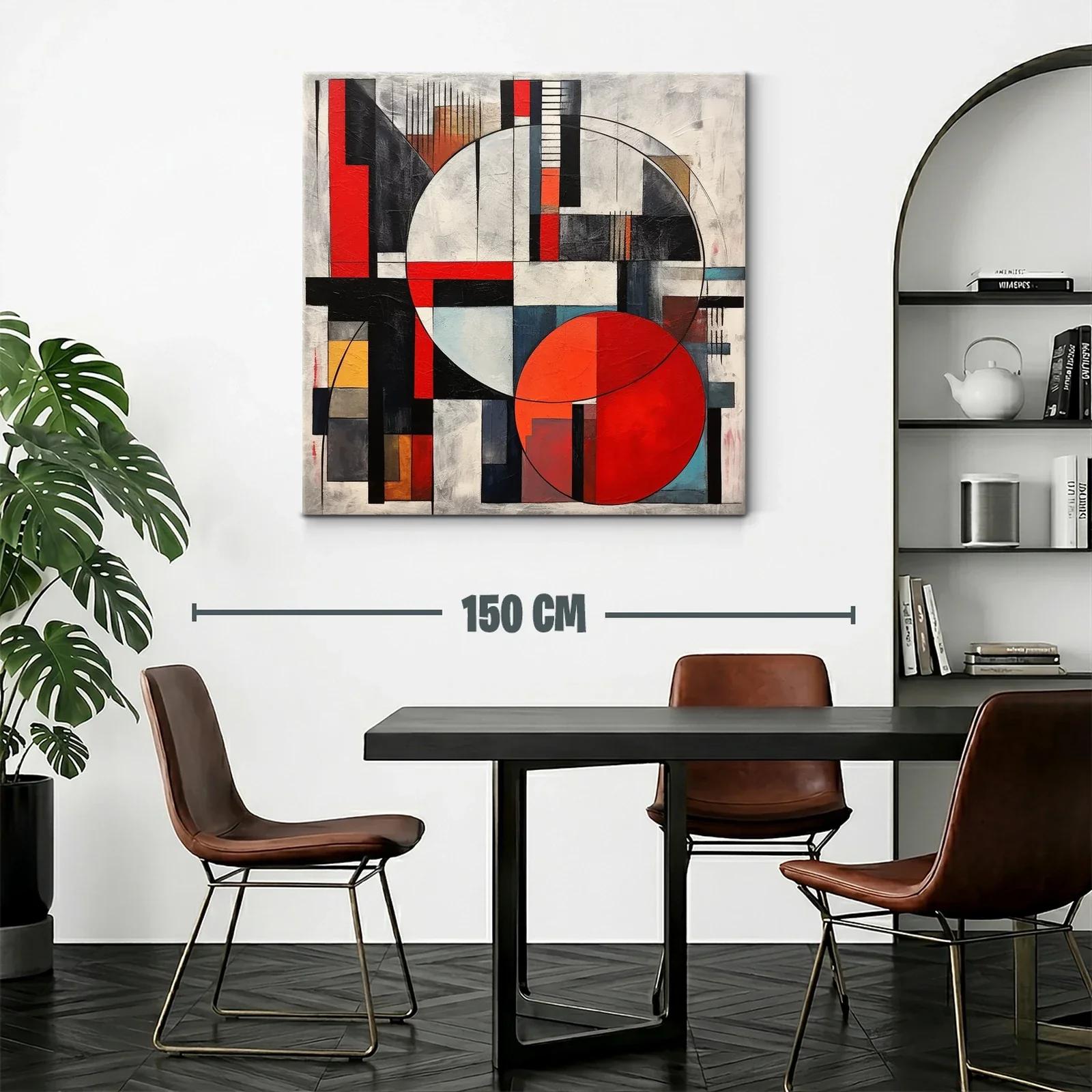 Composición geométrica con círculos y líneas en rojo y negro — miniatura 2