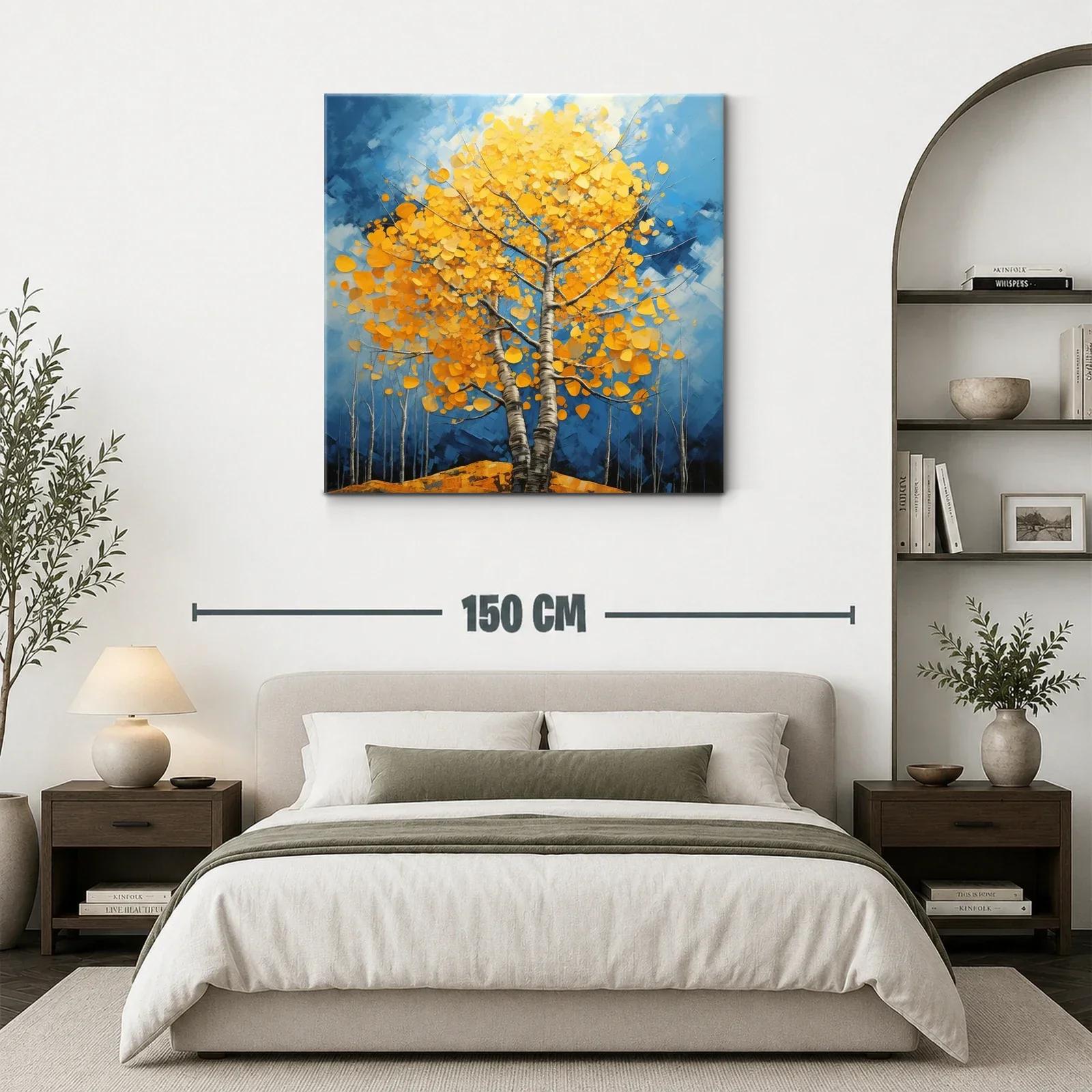 Árbol en otoño con hojas doradas sobre cielo azul — miniatura 3