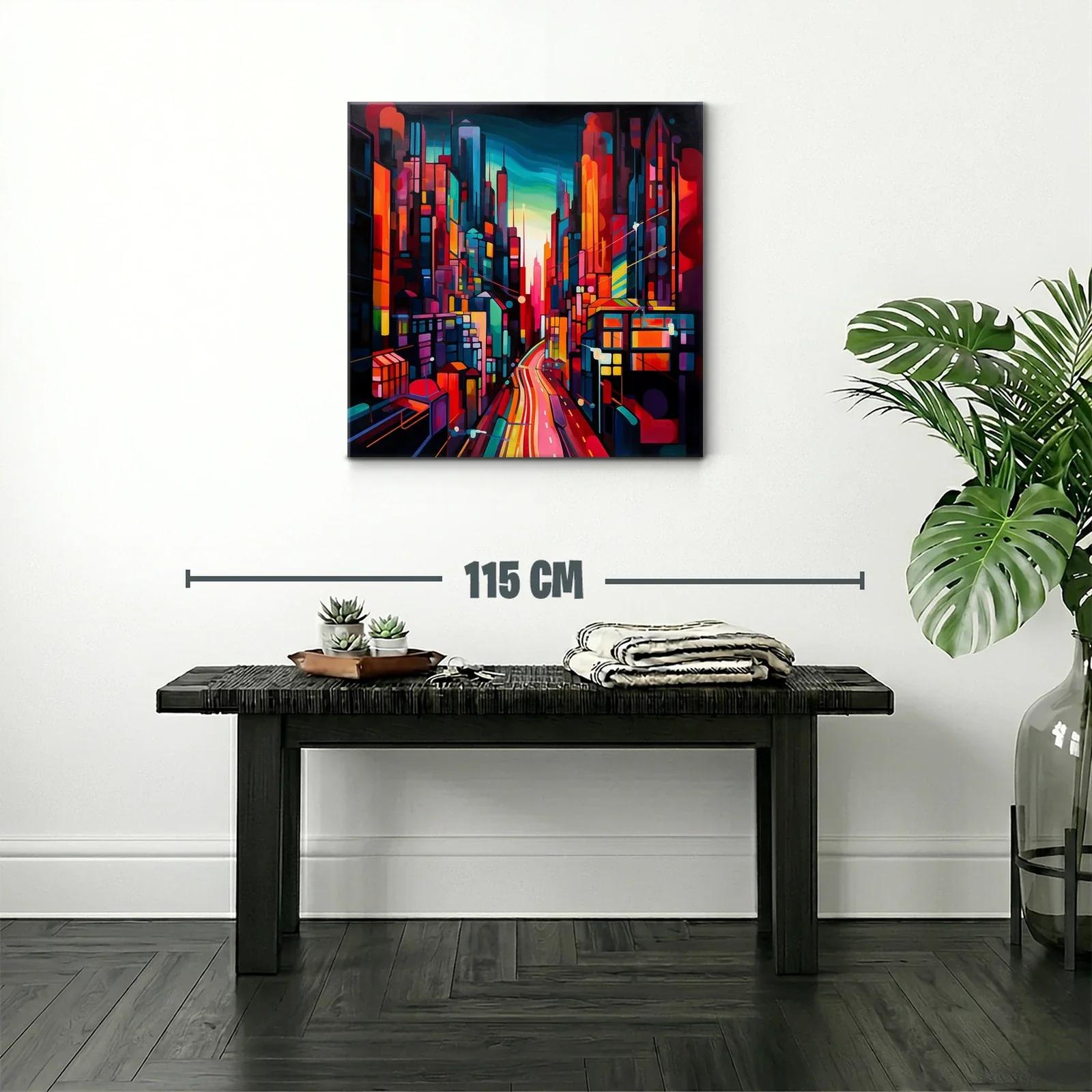 Ciudad vibrante al atardecer con luces intensas y dinámicas — miniatura 2