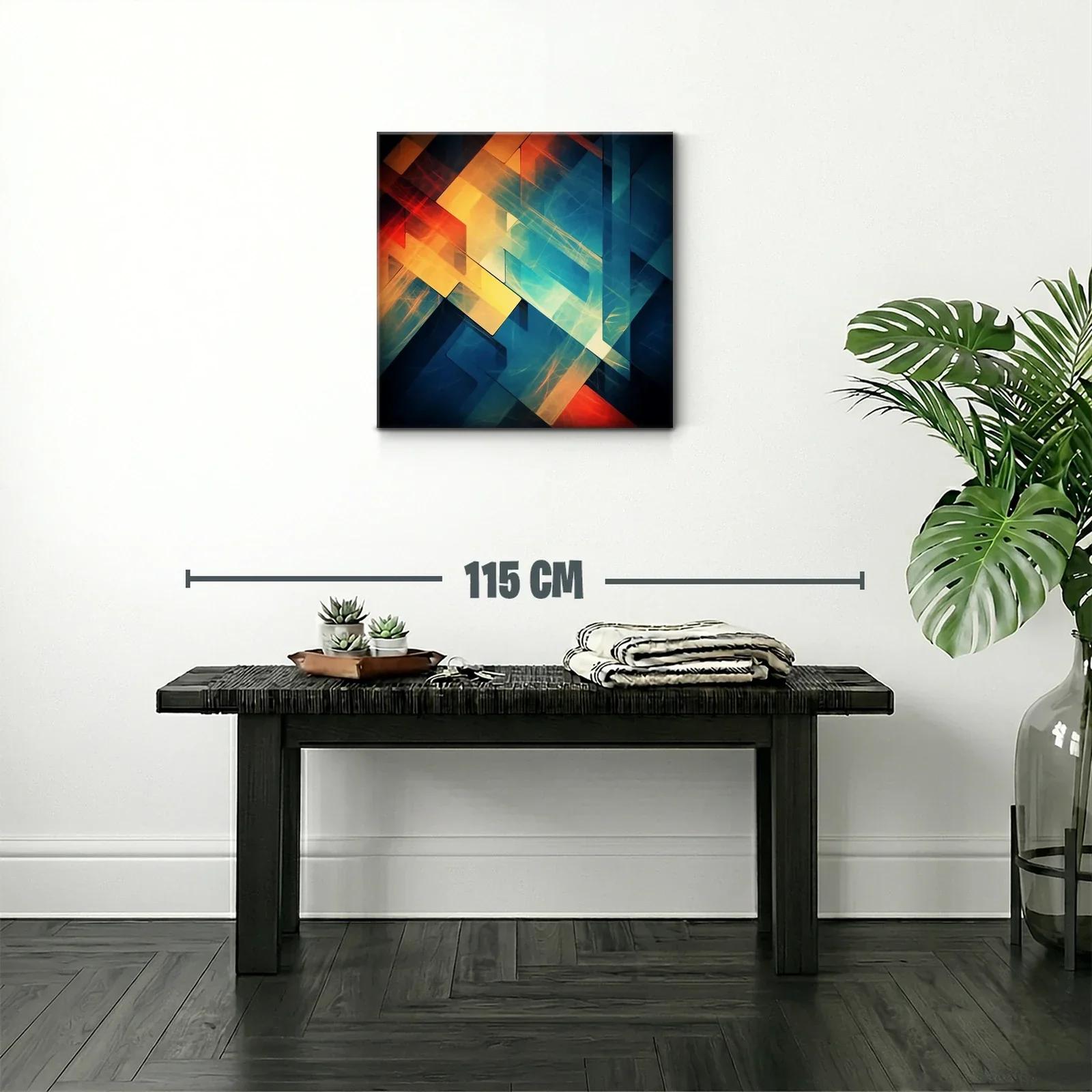 Composición abstracta en tonos cálidos y fríos vibrantes — miniatura 2