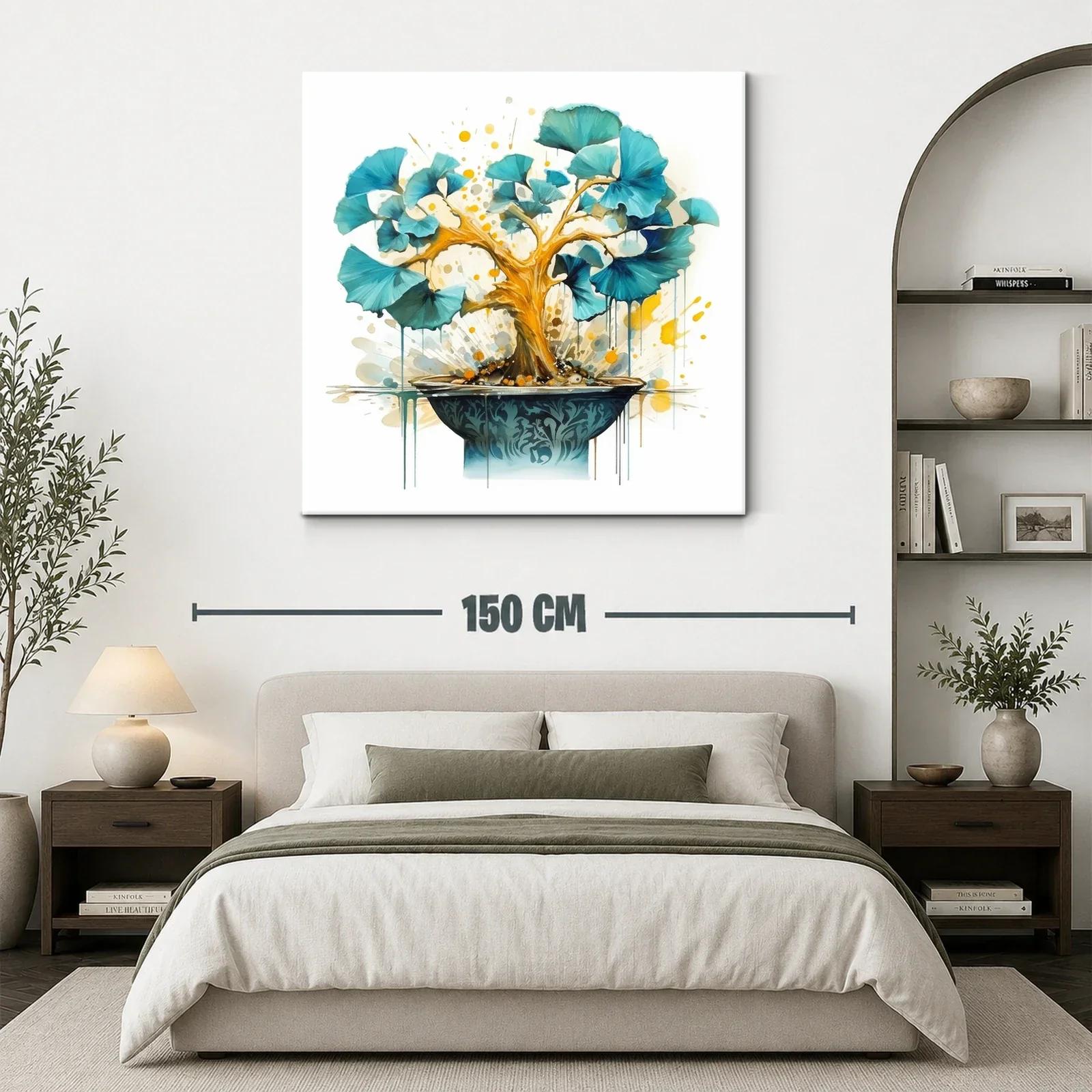 Árbol de Ginkgo en tonos dorados y azules vibrantes — miniatura 3
