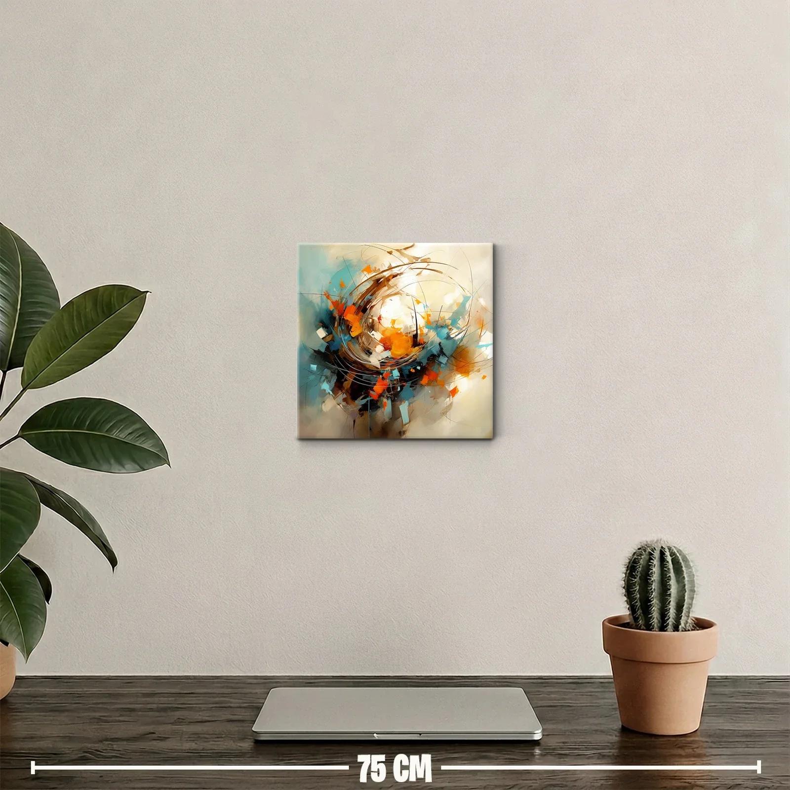 Cuadro abstracto con tonos cálidos y dinamismo vibrante — miniatura 2