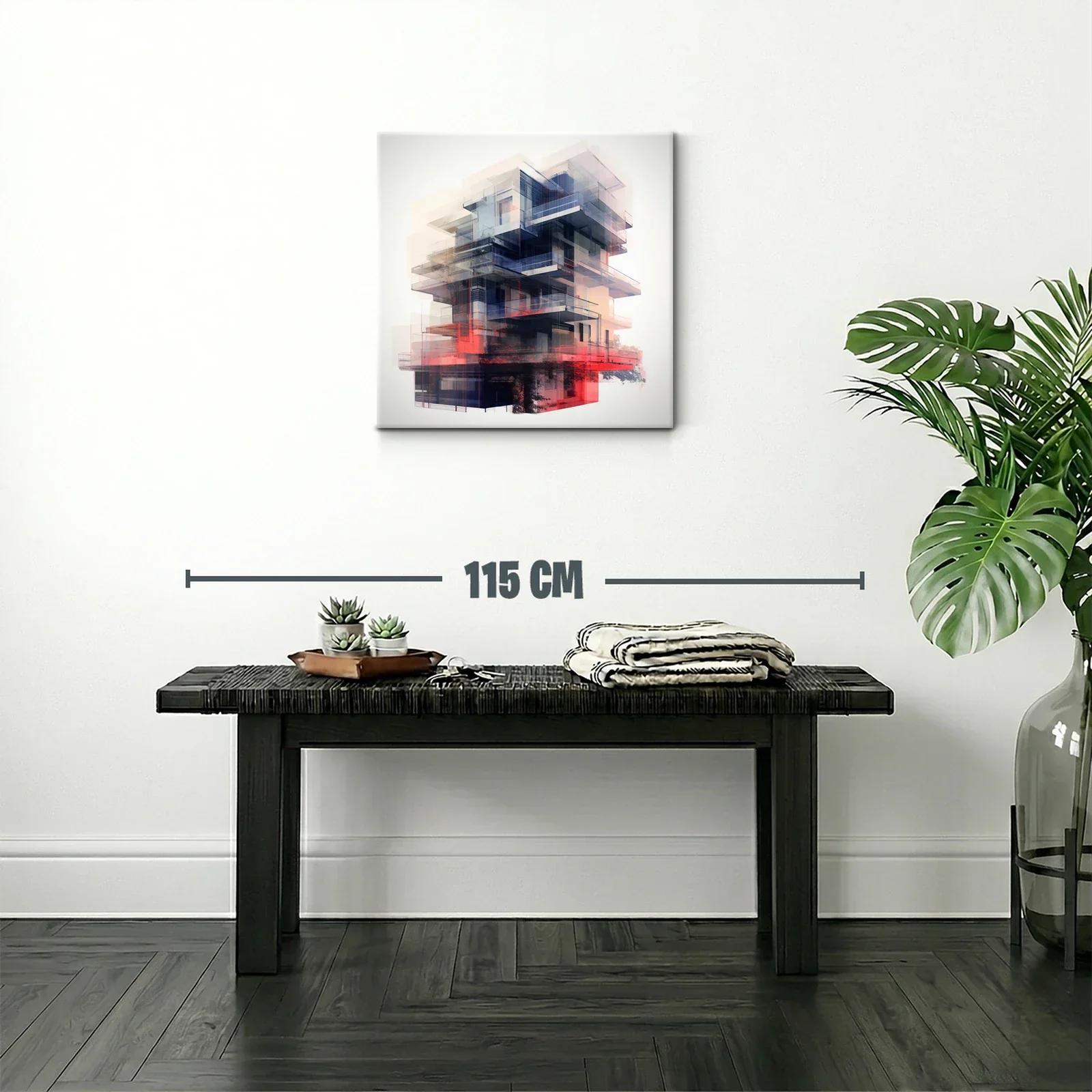 Composición abstracta de arquitectura futurista en tonos rojos y azules — miniatura 2