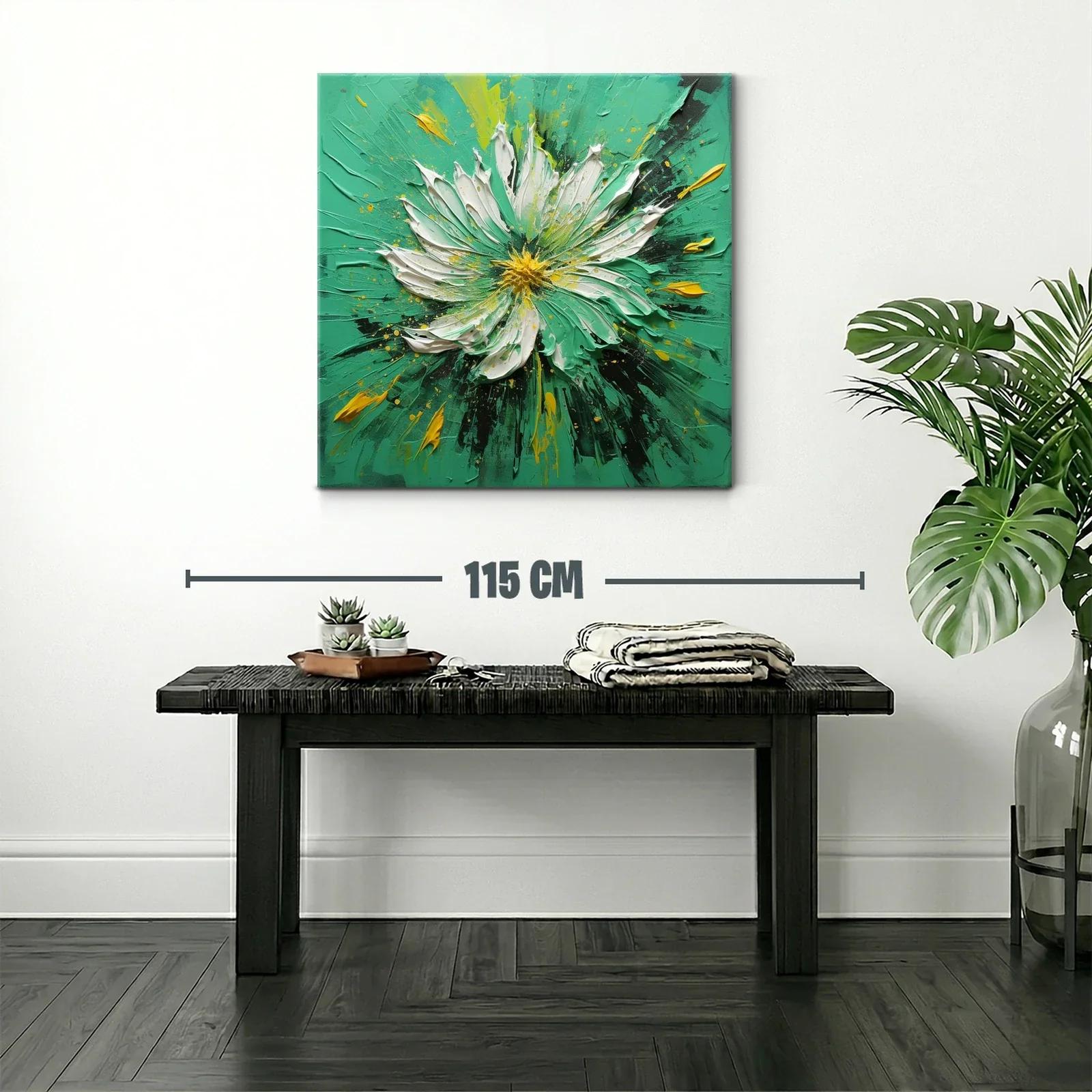 Cuadro floral vibrante en tonos verdes y amarillos — miniatura 2