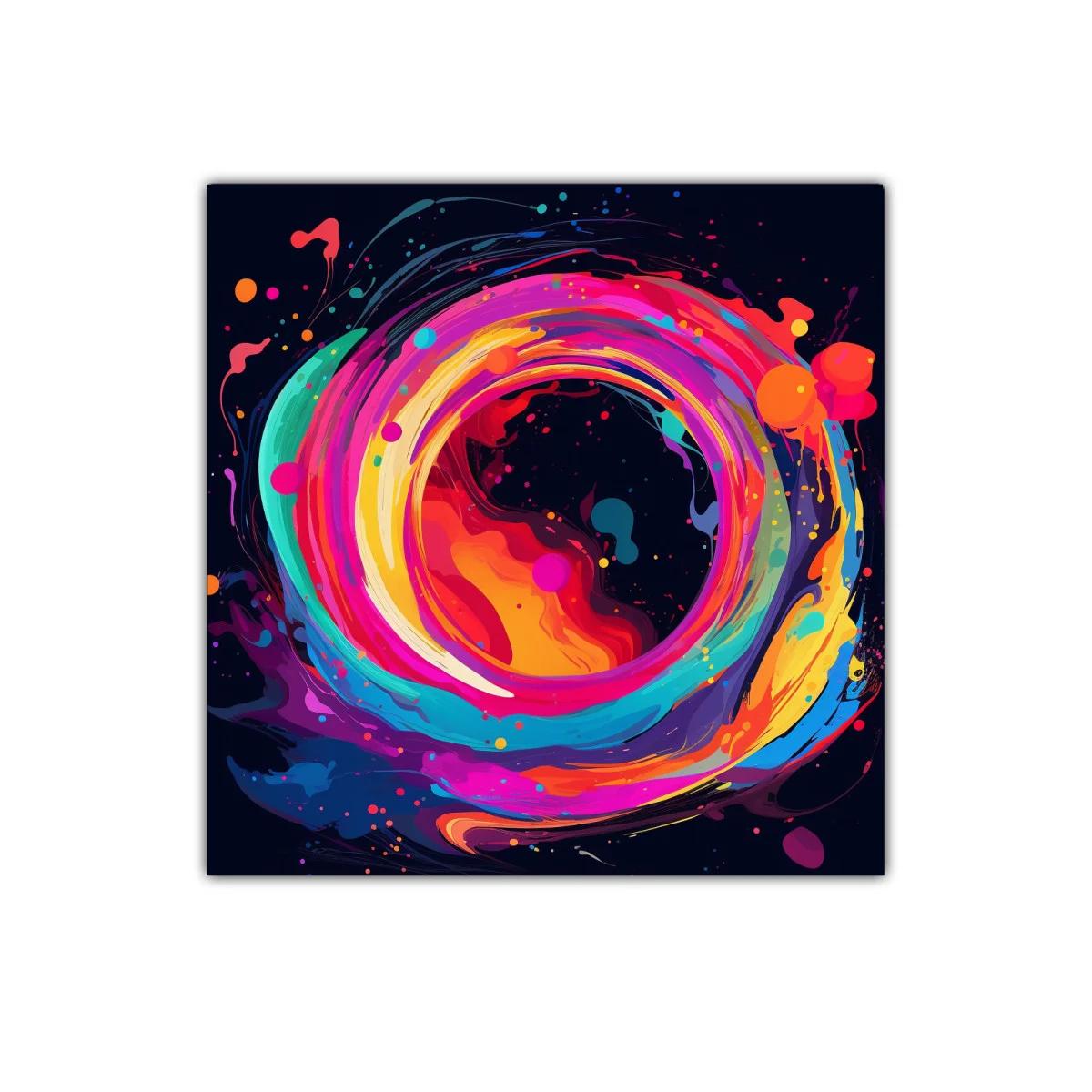 Cuadro abstracto con espiral multicolor vibrante y dinámica — imagen principal
