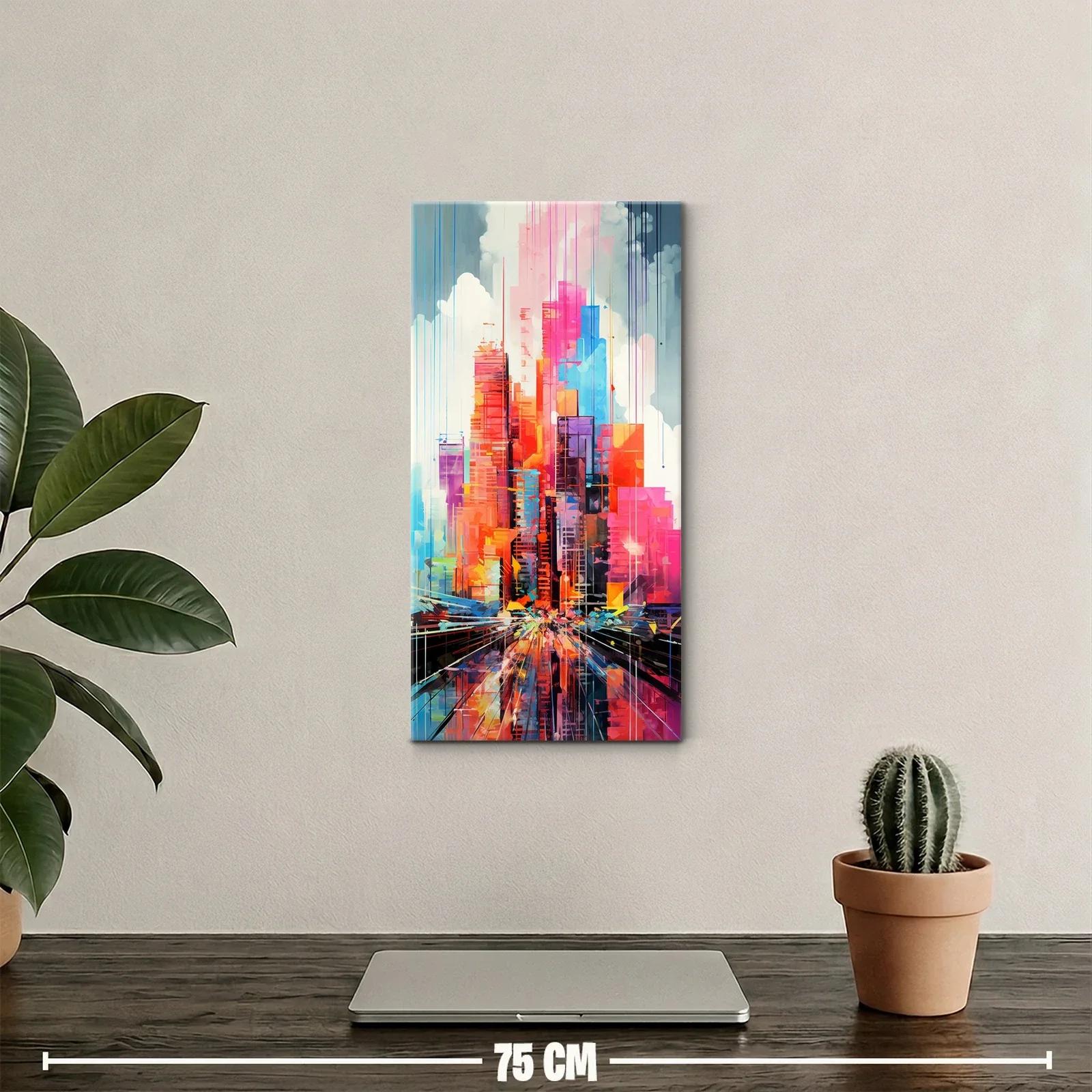 Cuadro rascacielos coloridos con vías de luz — miniatura 2