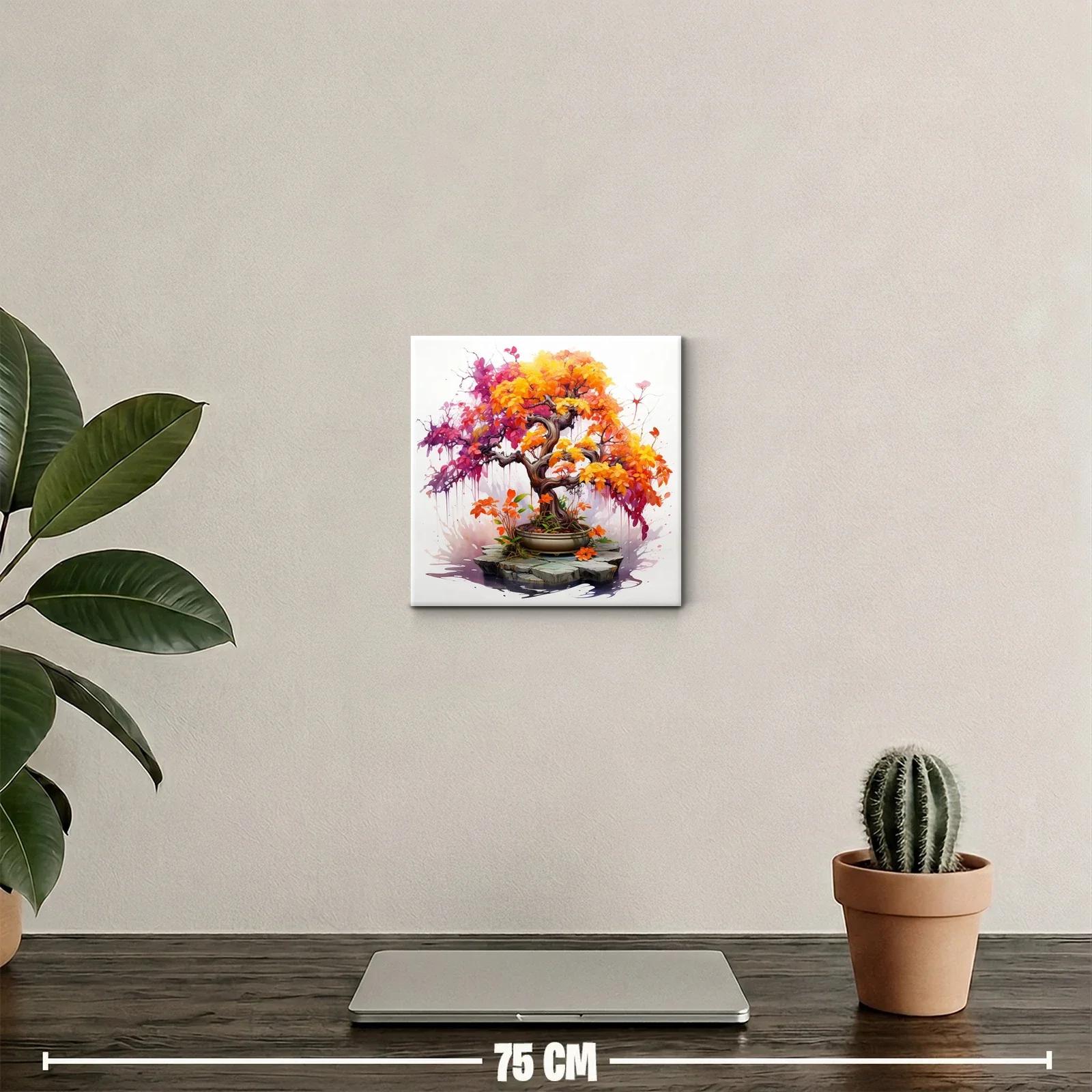 Árbol bonsái con hojas en tonos cálidos vibrantes — miniatura 2