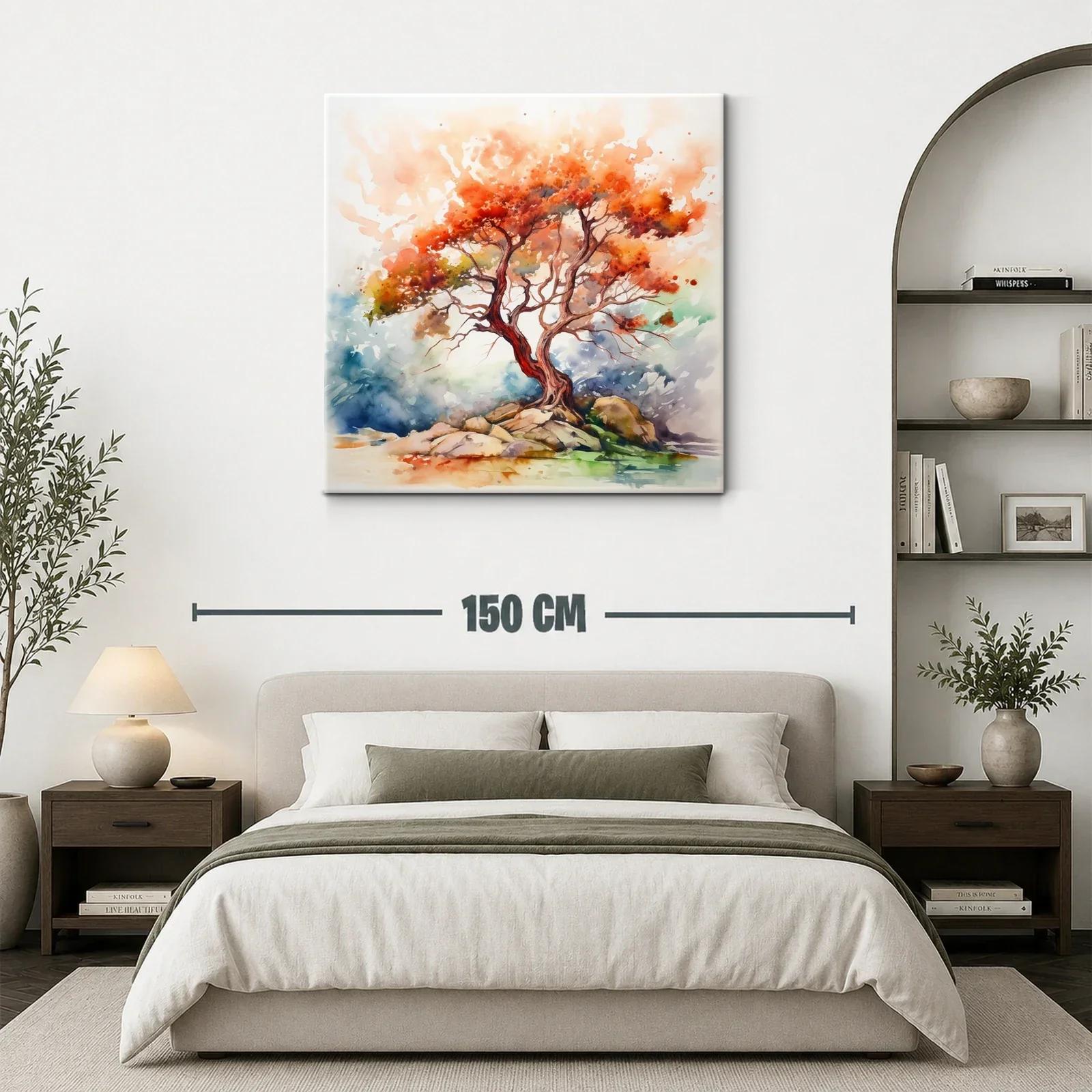 Árbol con follaje cálido y vibrante sobre rocas — miniatura 3