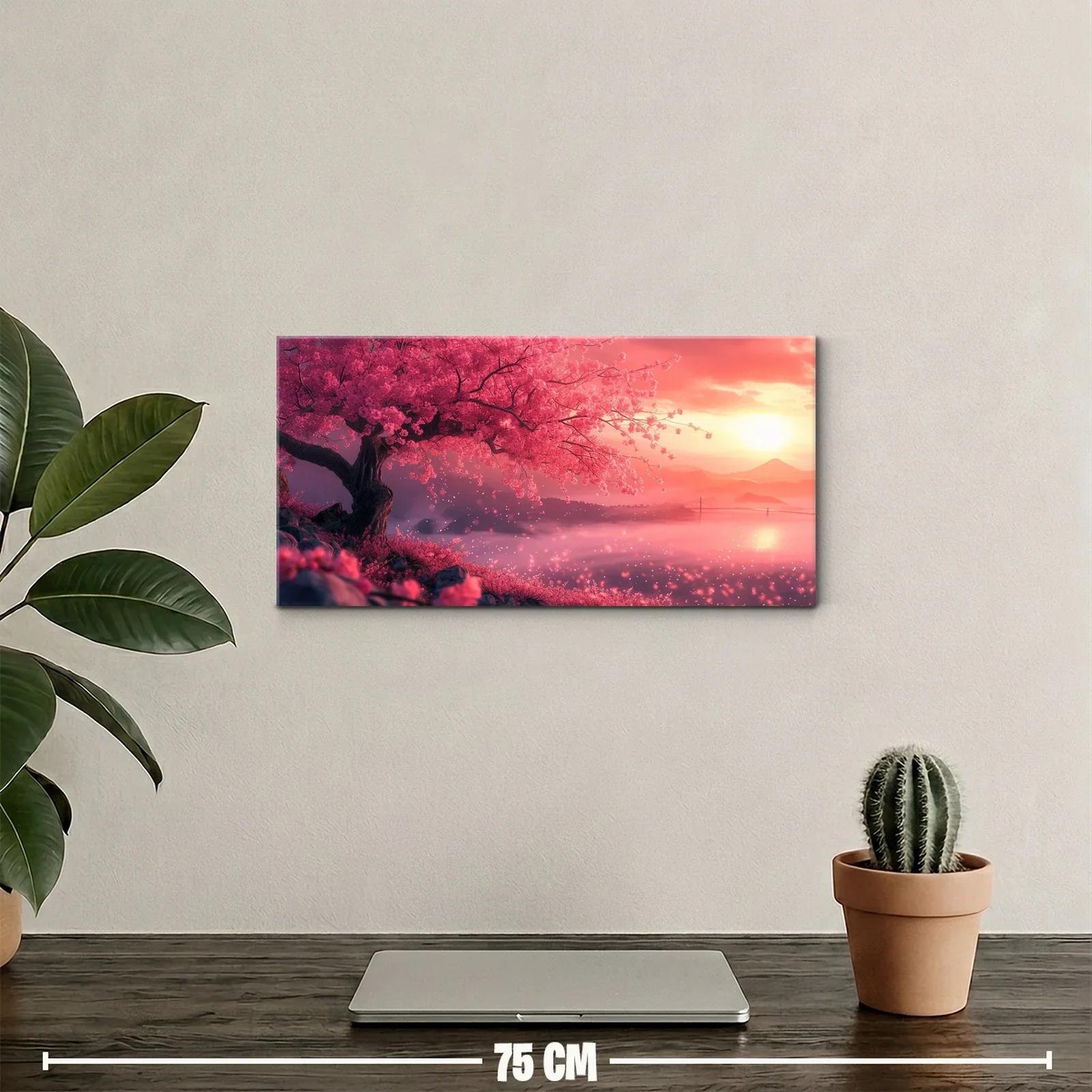 Cuadro cerezo en flor junto al agua brillante — miniatura 2