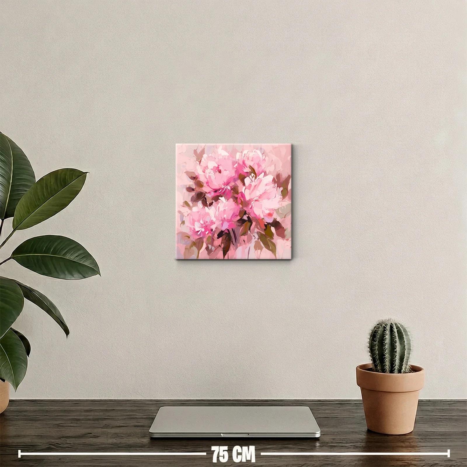 Cuadro decorativo con vibrantes flores rosas y verdes — miniatura 2