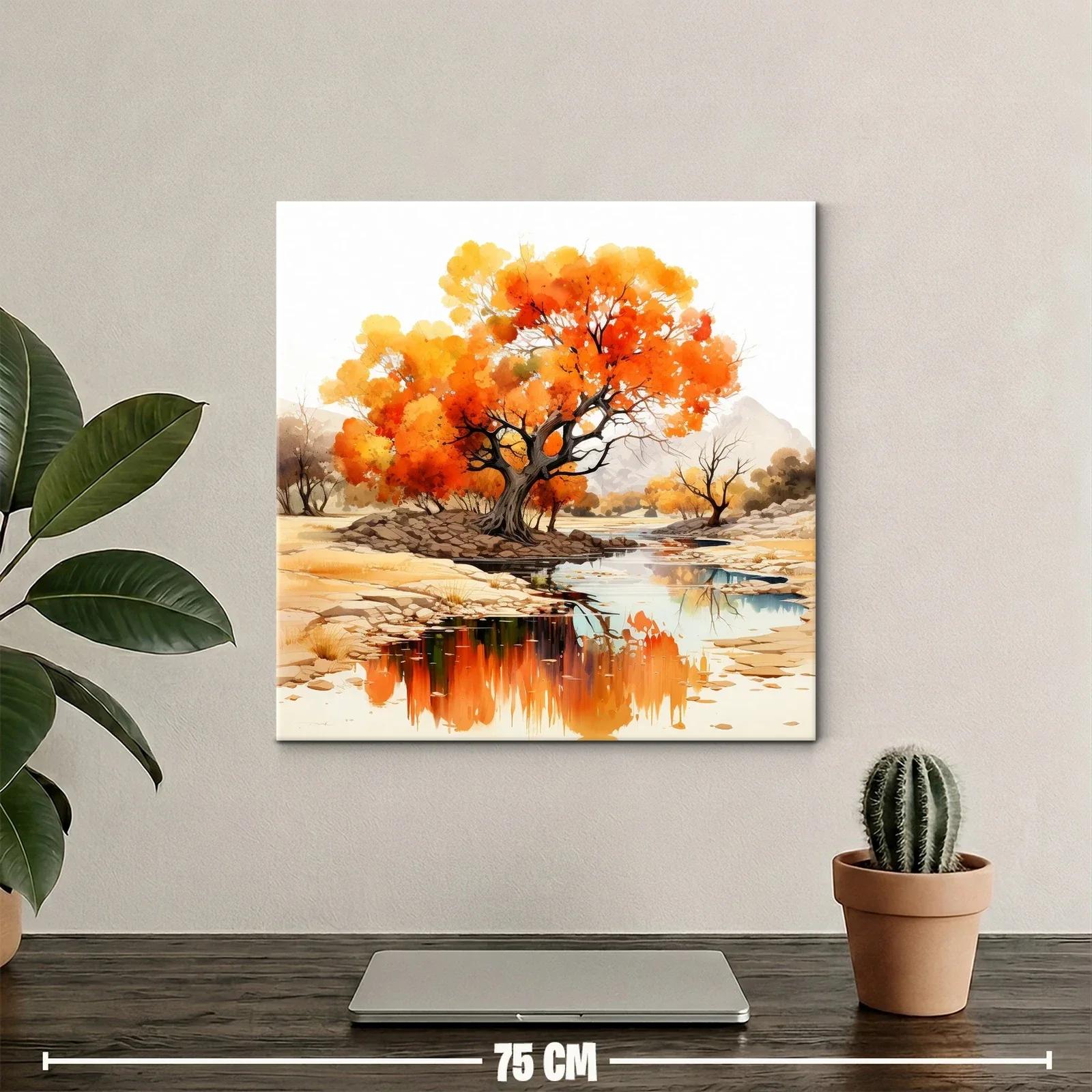 Árbol otoñal reflejado en tranquilo río de montaña — miniatura 2