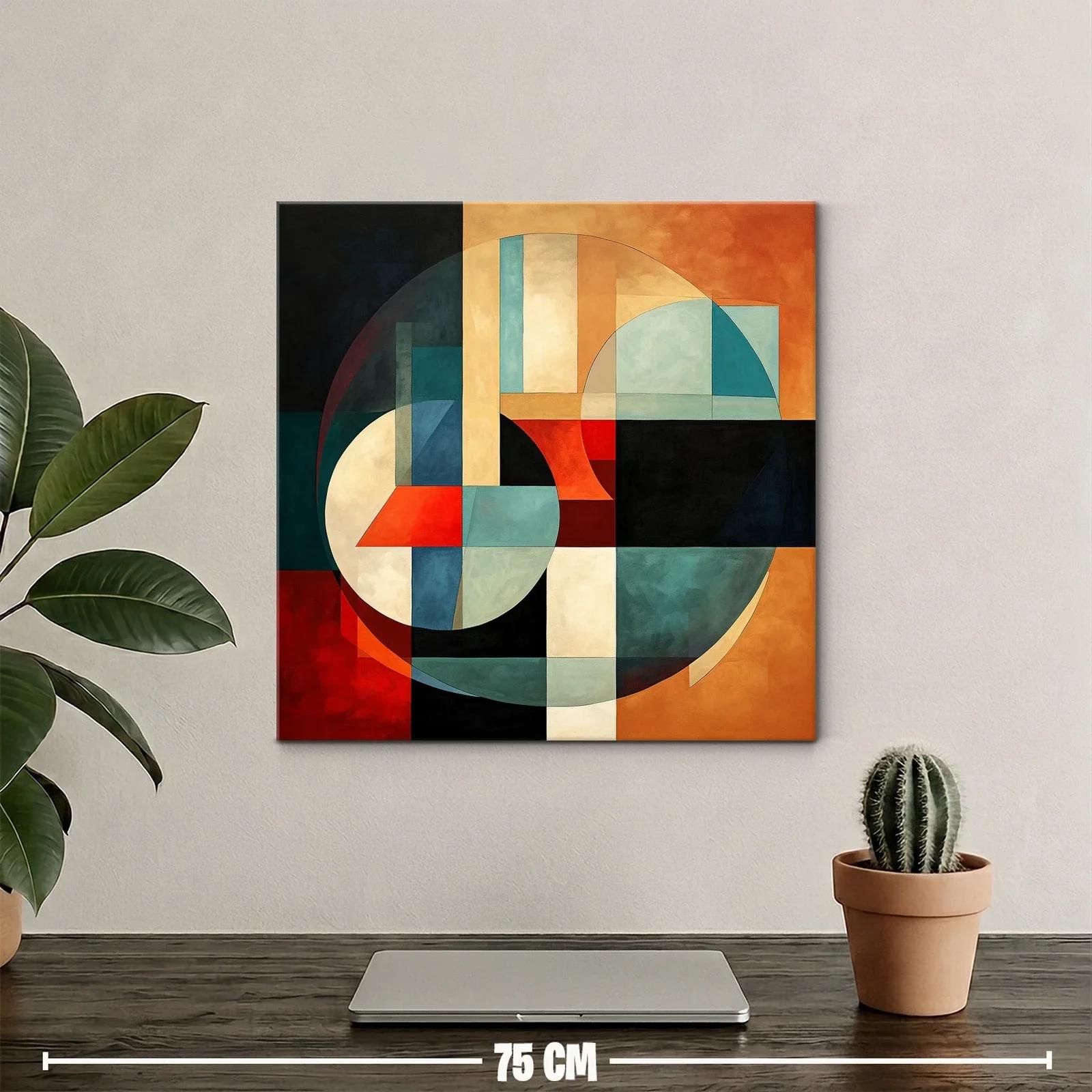 Arte abstracto geométrico con vibrantes tonos cálidos y fríos — miniatura 2