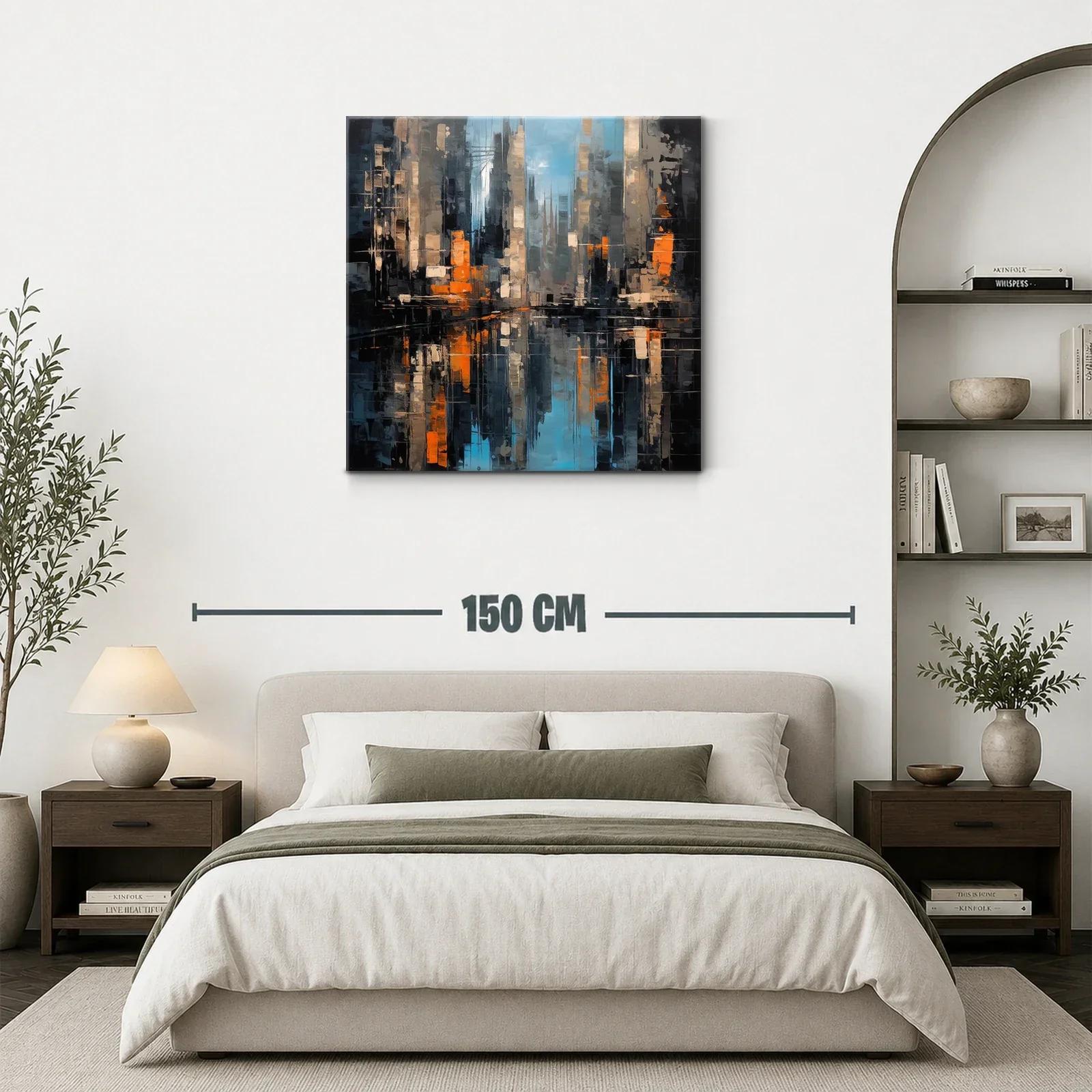 Cuadro abstracto de ciudad con reflejos vibrantes — miniatura 3