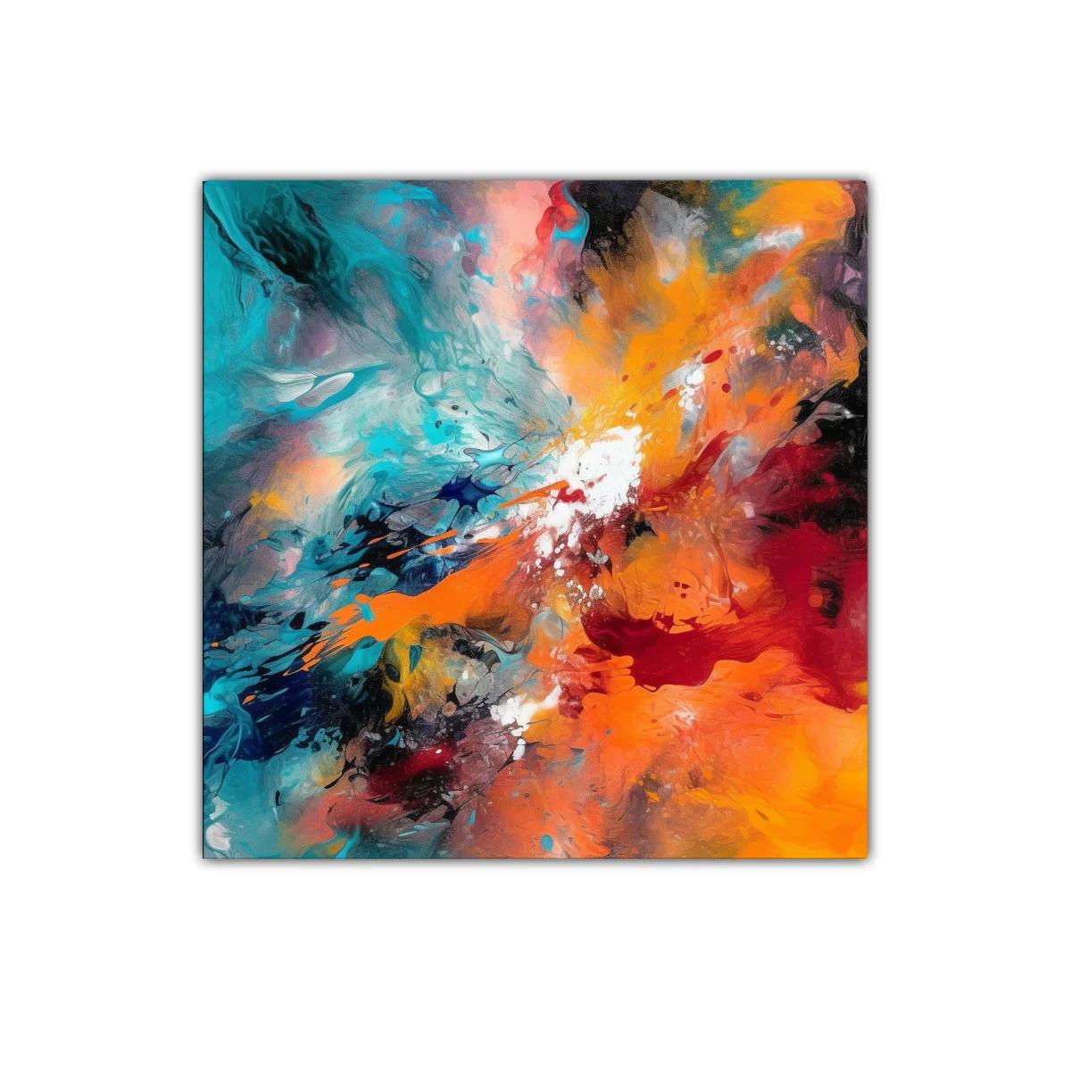 Cuadro abstracto con explosión de colores vibrantes — miniatura 1