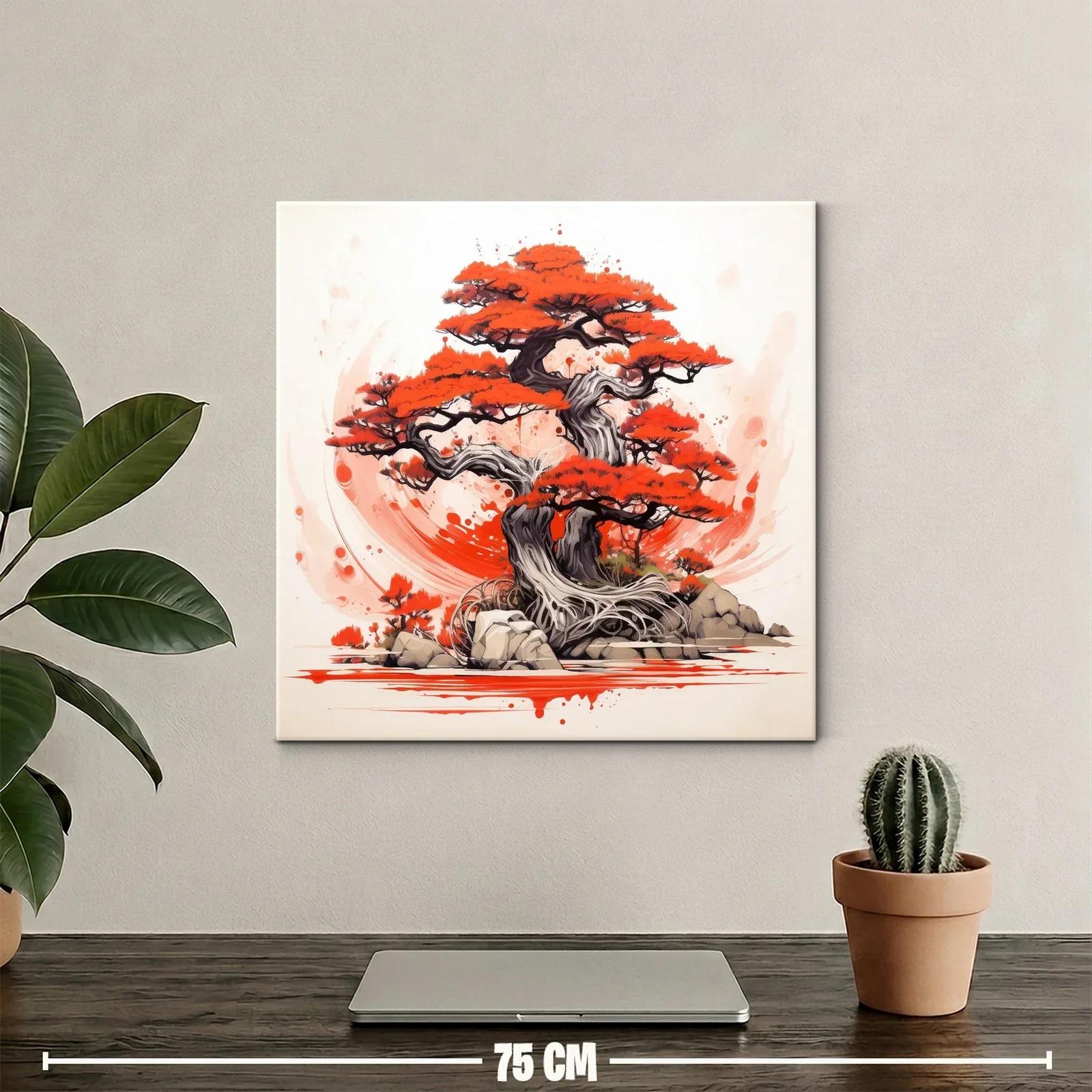 Árbol de bonsái con vibrantes tonos rojo y gris — miniatura 2