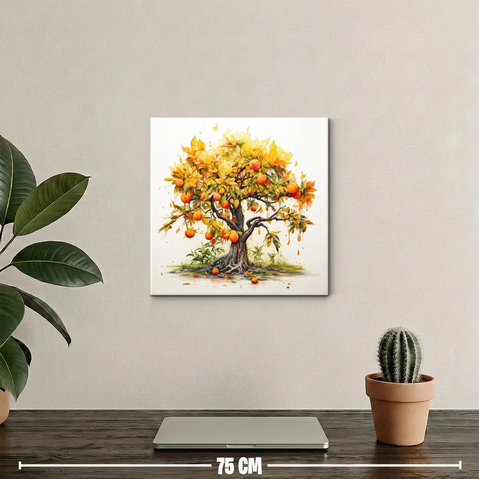 Árbol frutal vibrante con tonos cálidos y detalle artístico — miniatura 2
