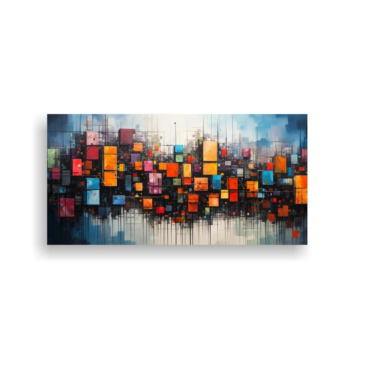 Cuadro composición abstracta de cuadrados de colores con franja — imagen principal
