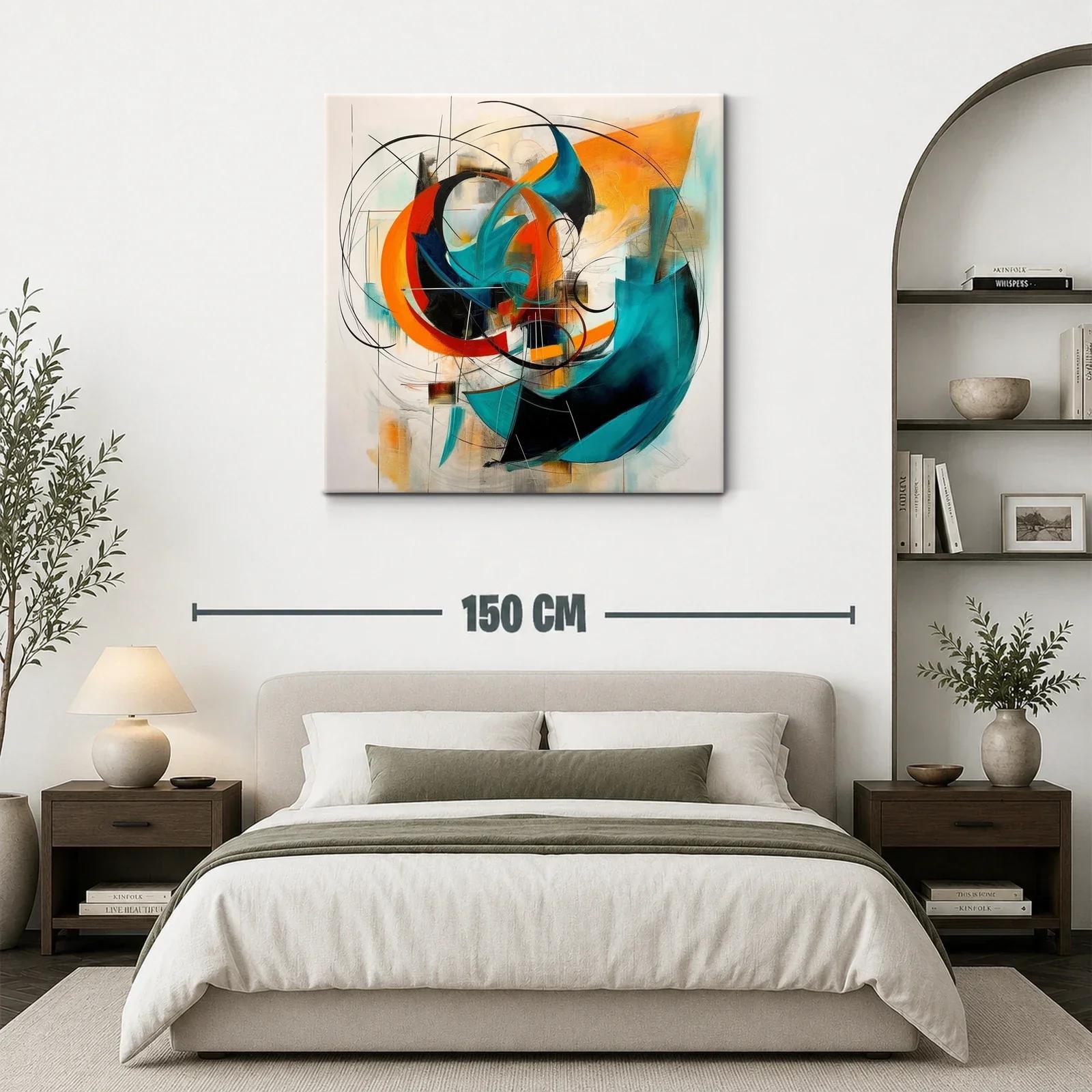 Cuadro abstracto con formas dinámicas en tonos vibrantes — miniatura 3