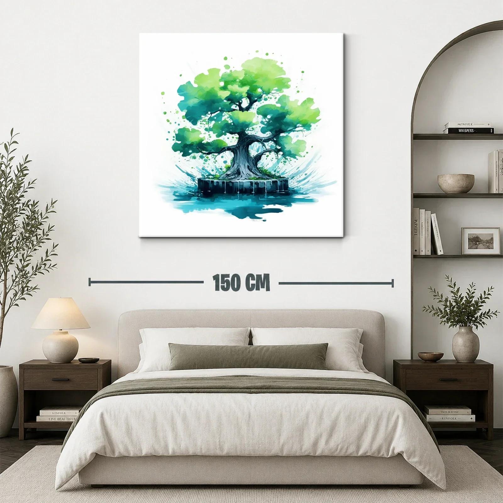 Cuadro árbol verde con efecto acuarela vibrante — miniatura 3