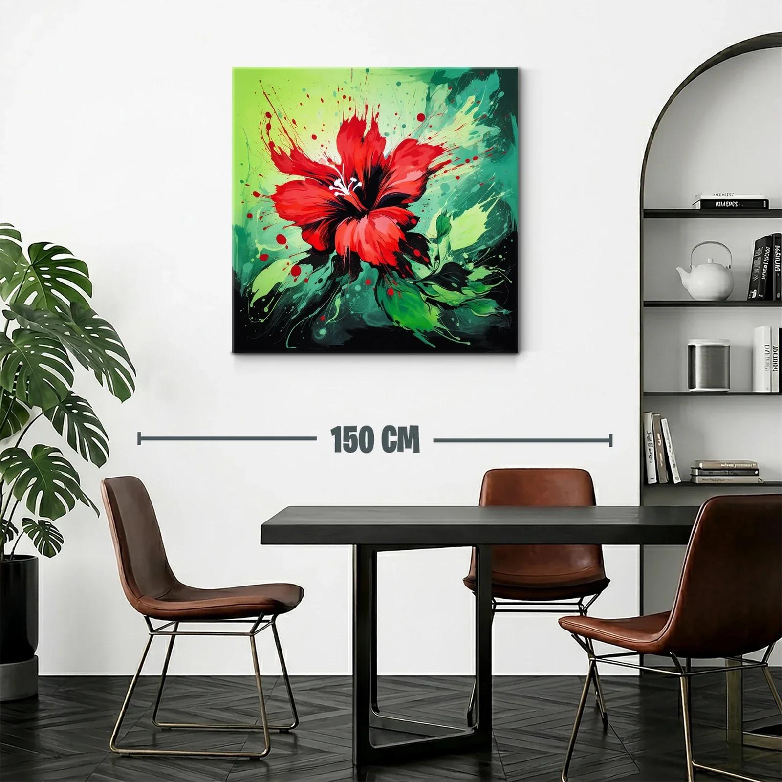 Impactante cuadro de flor roja vibrante y energía dinámica — miniatura 2