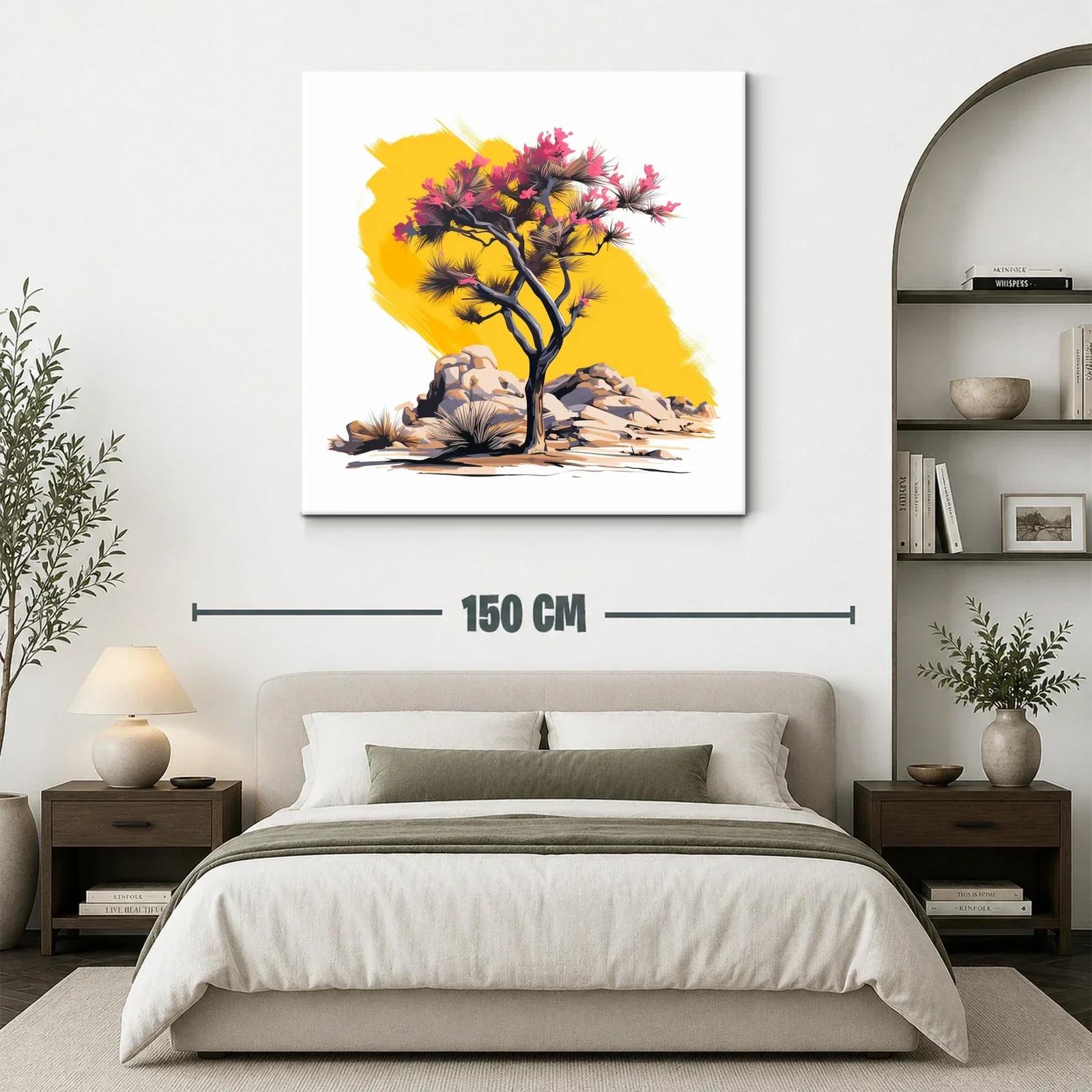 Árbol floreciente con fondo amarillo vibrante — miniatura 3