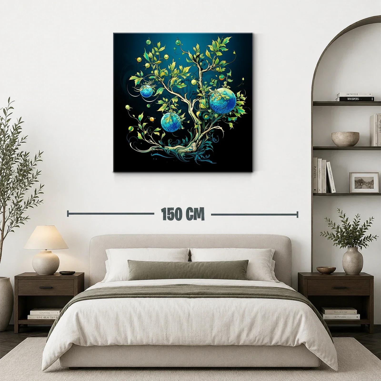 Árbol imaginario con esferas azules y tonos verdes vibrantes — miniatura 3