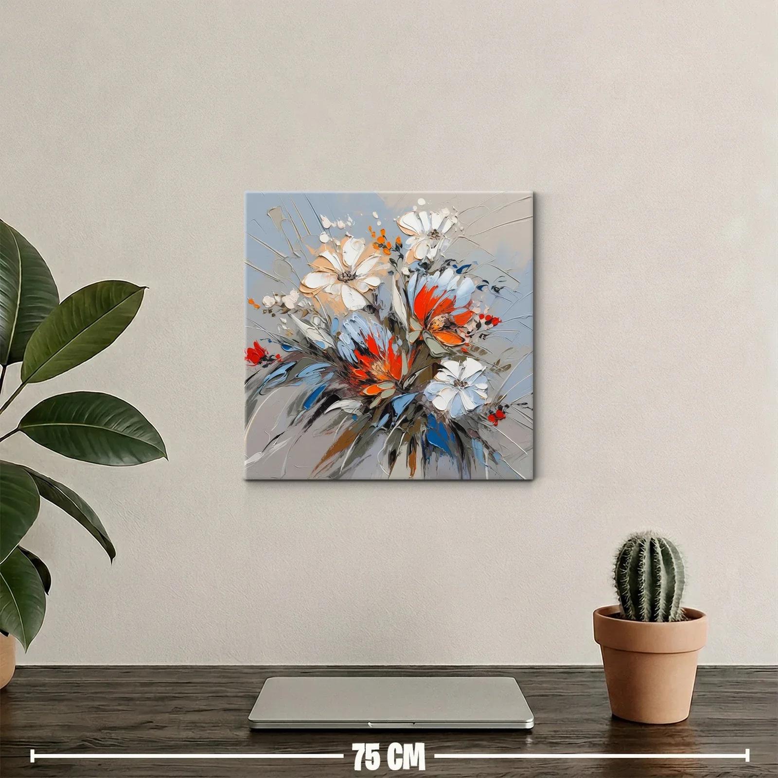 Composición floral vibrante con tonos cálidos y fríos — miniatura 2