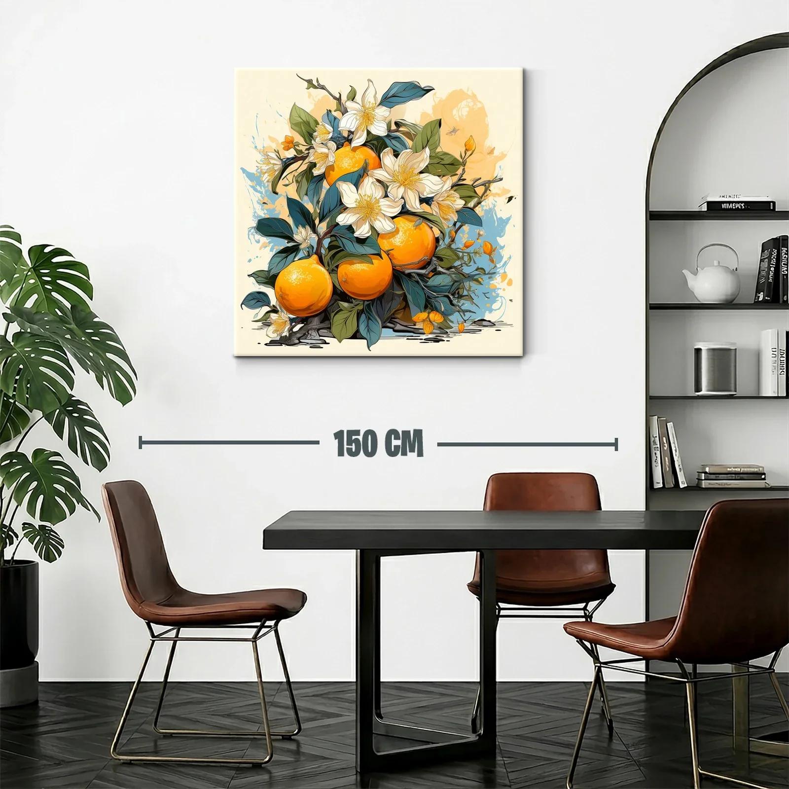 Cuadro con Naranjas y Flores en Tonos Cálidos y Naturales — miniatura 2