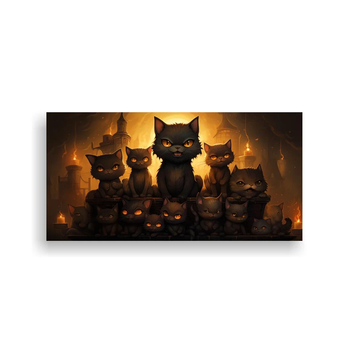 Cuadro grupo de gatos negros de ojos brillantes — imagen principal