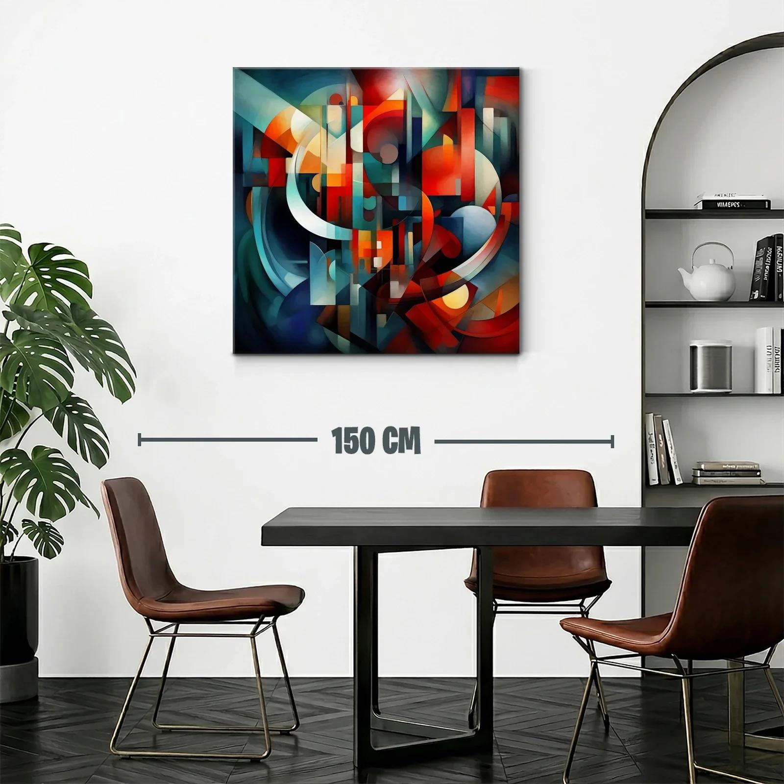 Composición abstracta en tonos cálidos y fríos equilibrados — miniatura 2