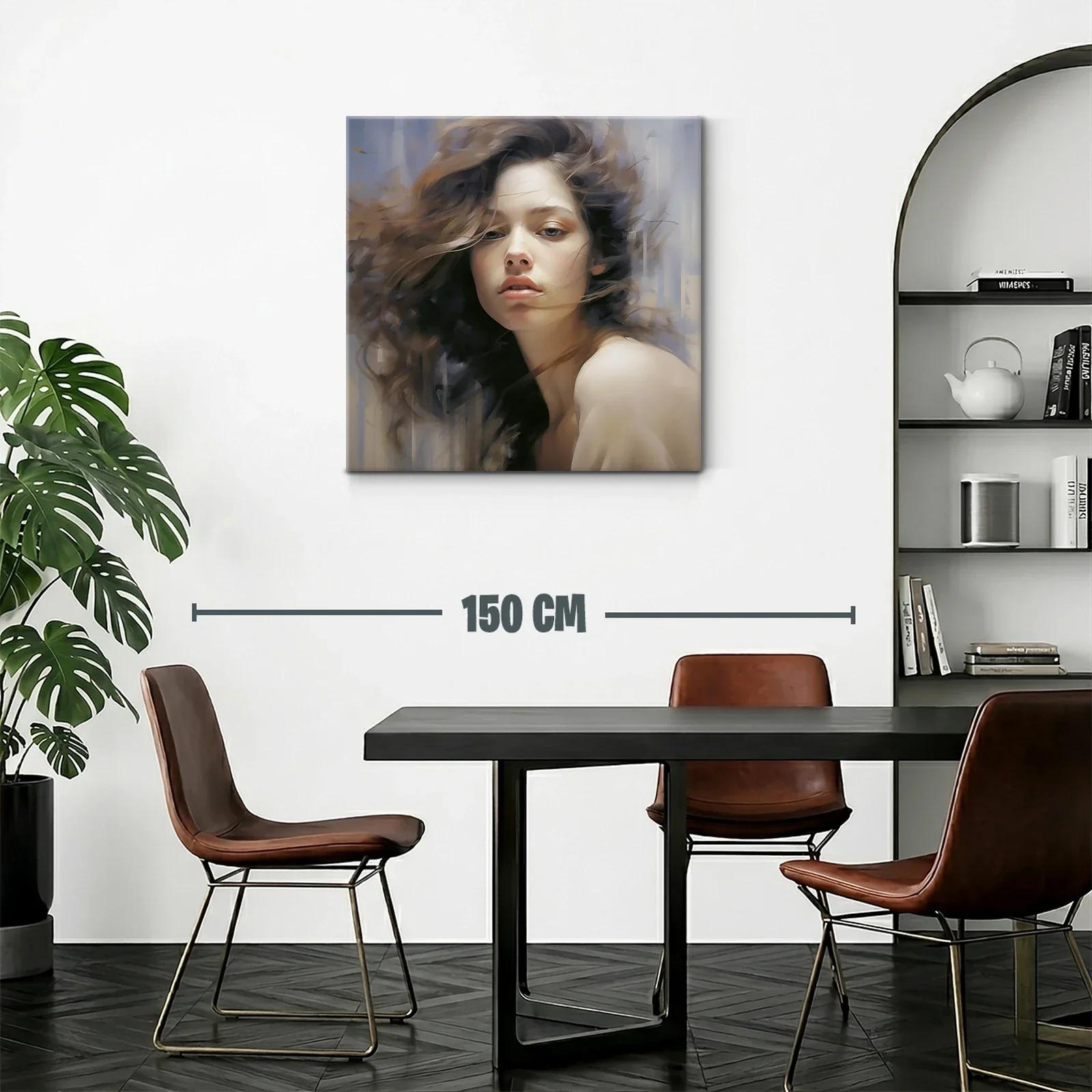 Retrato femenino expresivo con mirada intensa y melena al viento — miniatura 2