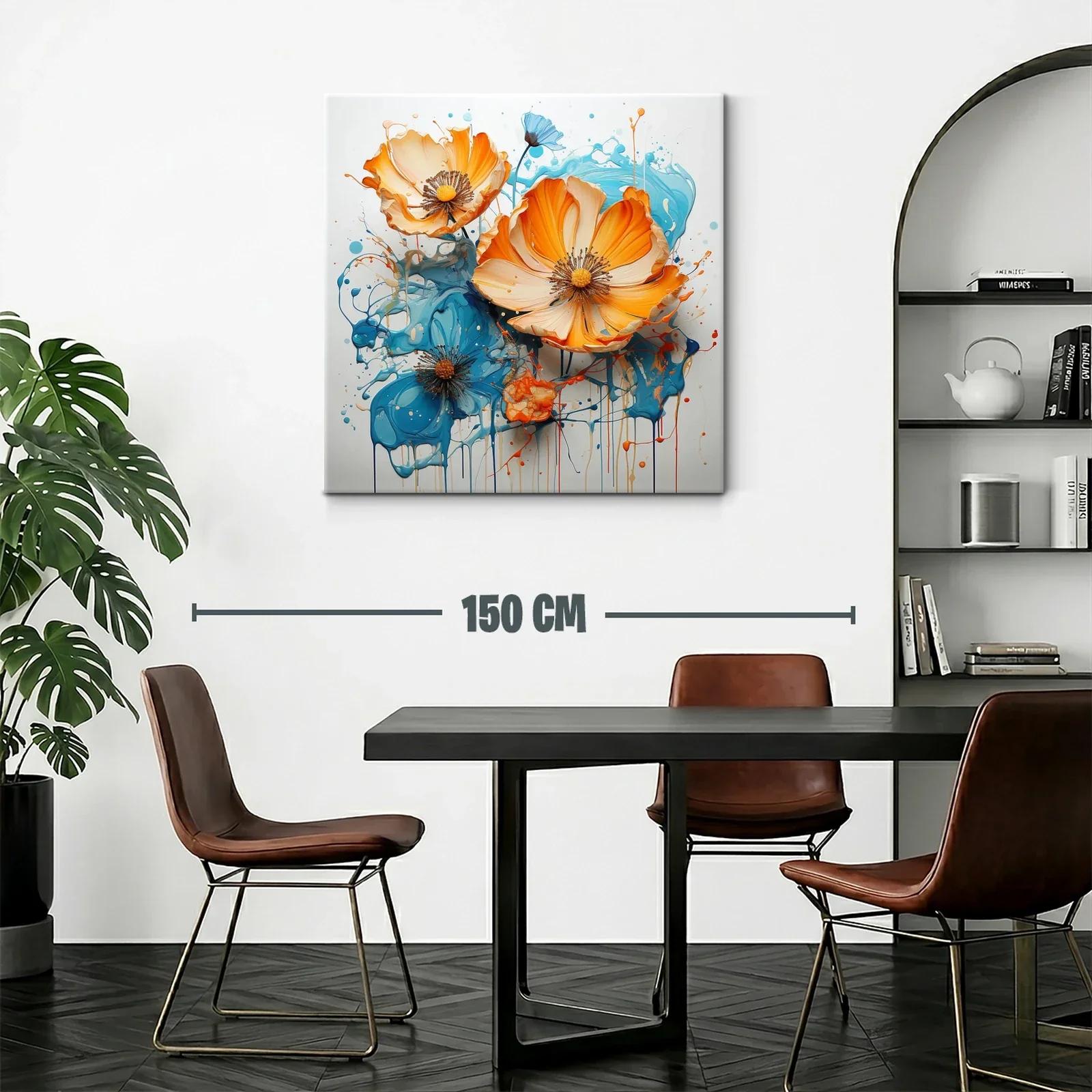 Flores vibrantes en tonos naranjas y azules dinámicos — miniatura 2