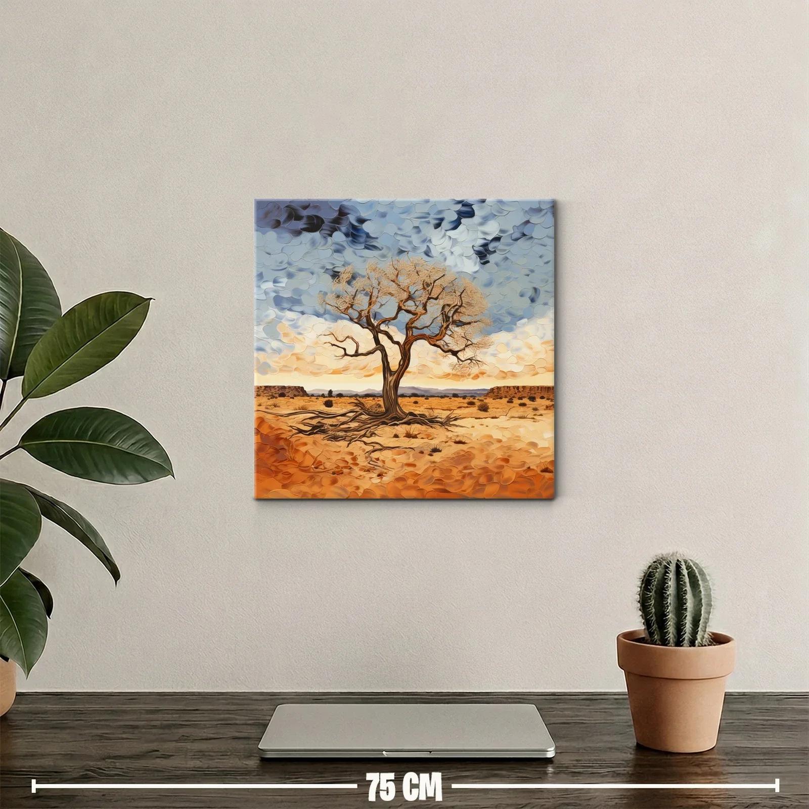 Árbol solitario en paisaje desértico con cielo dramático — miniatura 2