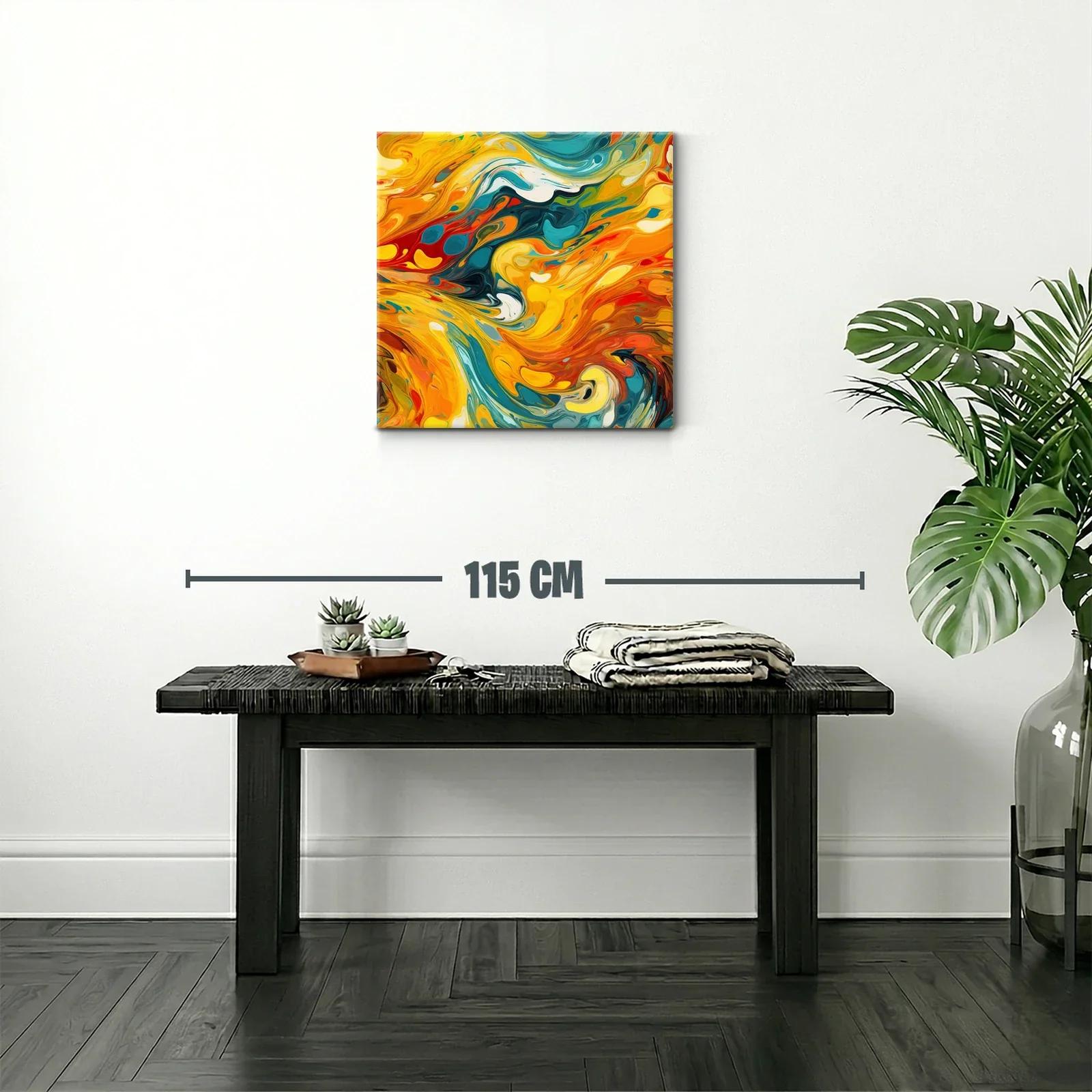 Arte abstracto dinámico con tonos cálidos y fríos vibrantes — miniatura 2