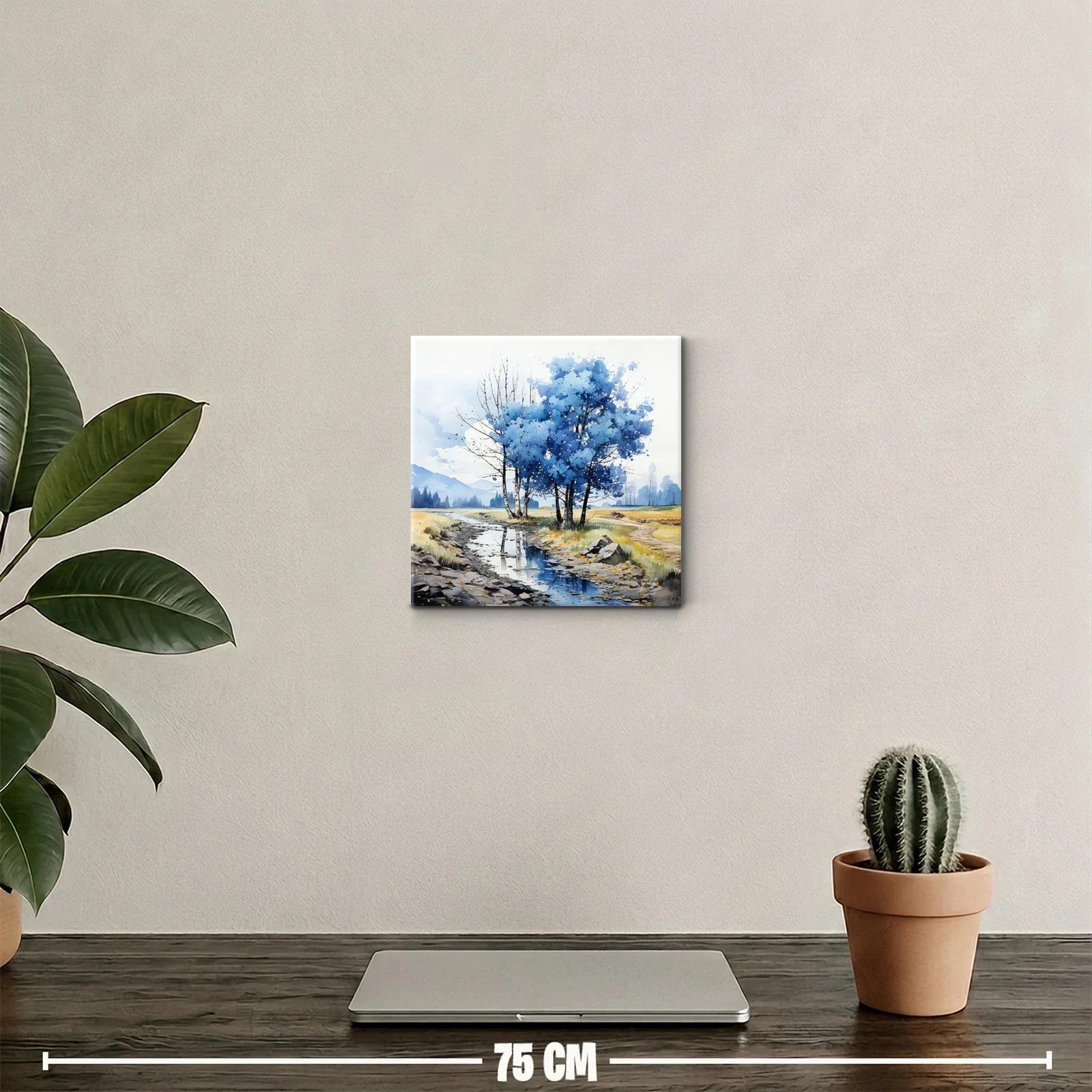 Paisaje sereno con árboles azules junto al riachuelo — miniatura 2
