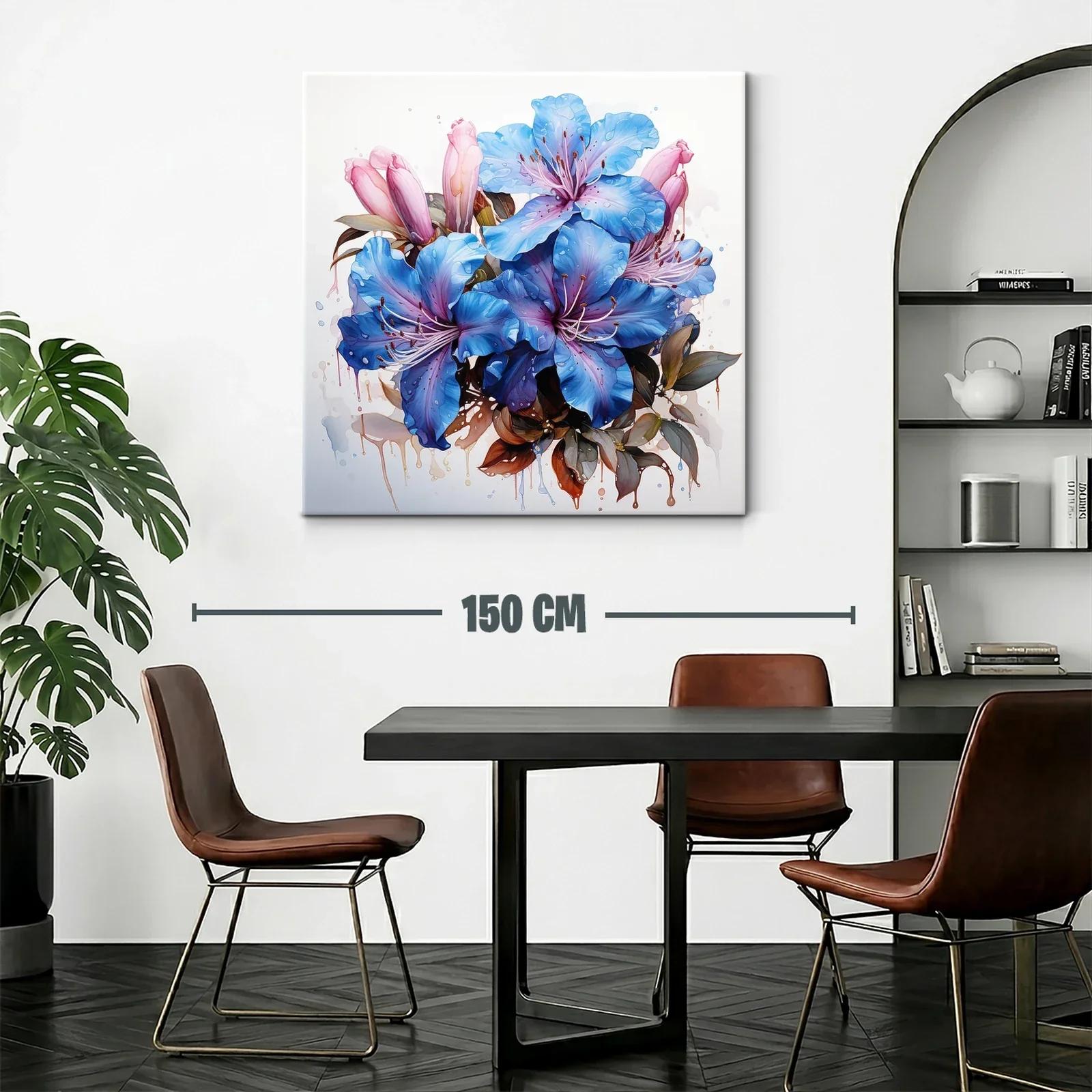 Vibrante composición floral con tonos azules y rosados cálidos — miniatura 2