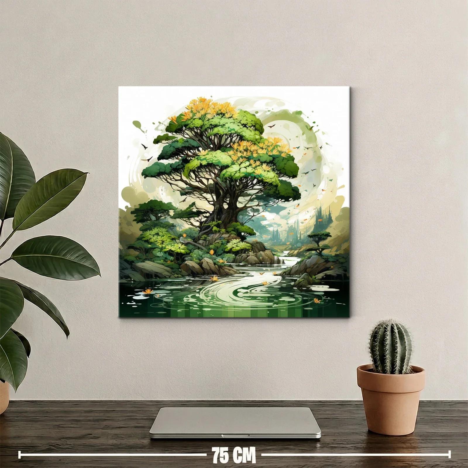 Paisaje natural con árbol frondoso y río sereno — miniatura 2