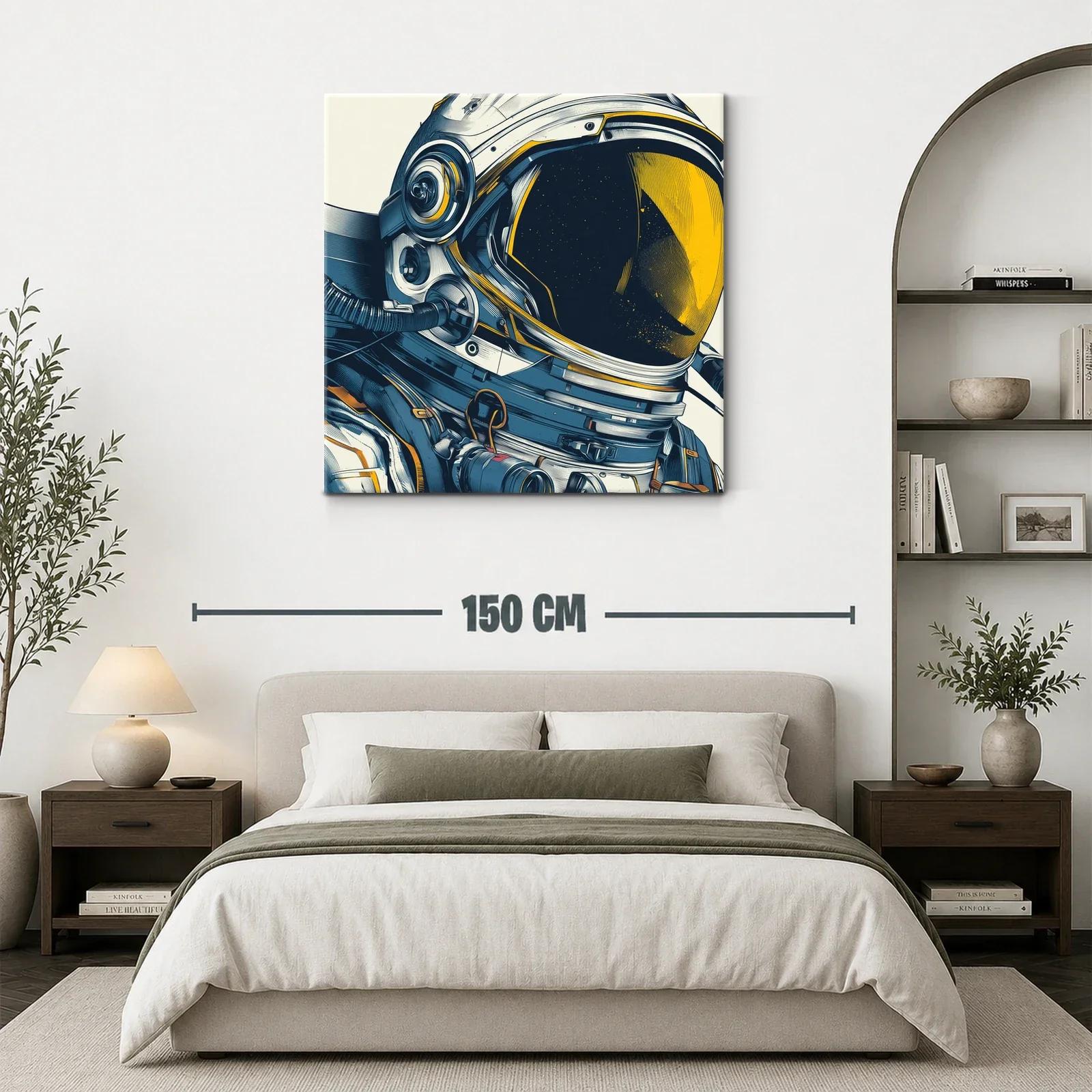 Cuadro astronauta futurista con detalles en azul y amarillo — miniatura 3